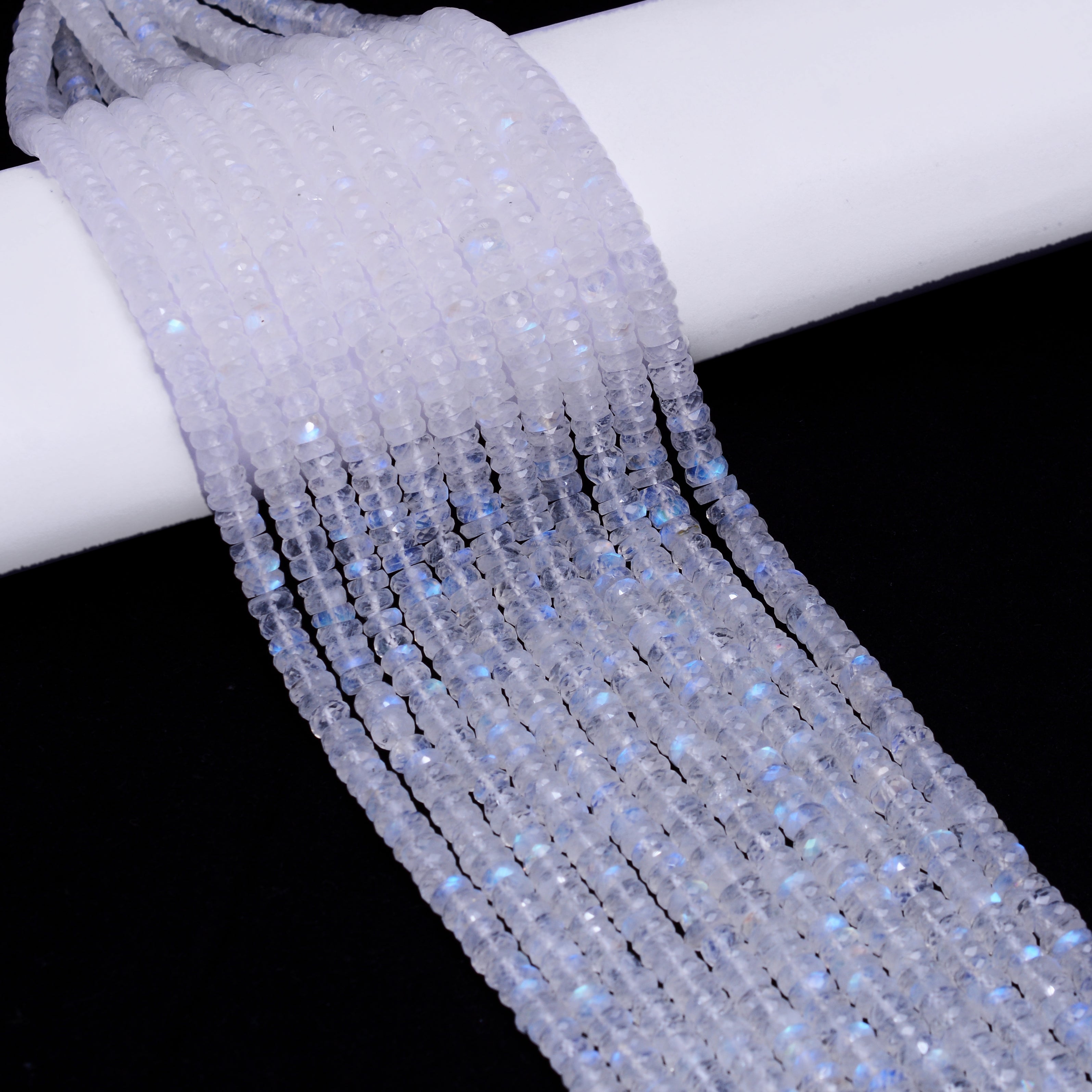 Rainbow Moonstone Faceted Tyre Beads, White Rainbow Tyre Beads, Rainbow Heishi Beads, Rainbow Moonstone Jewelry Making Beads