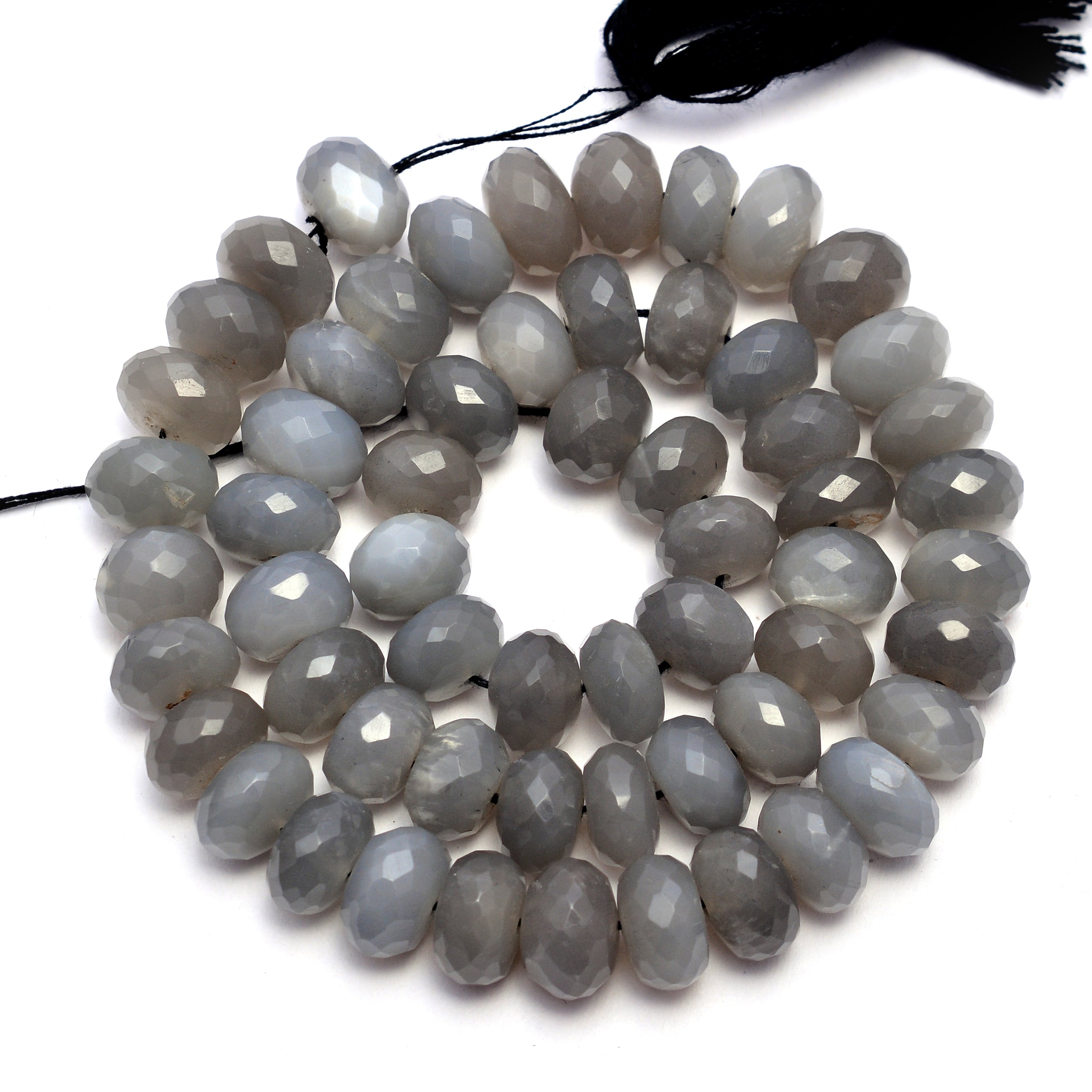 Natural Grey Moonstone Faceted Rondelle Beads, Grey Moonstone Rondelle, Grey Moonstone Jewelry Making Gemstone Beads, 14 Inch