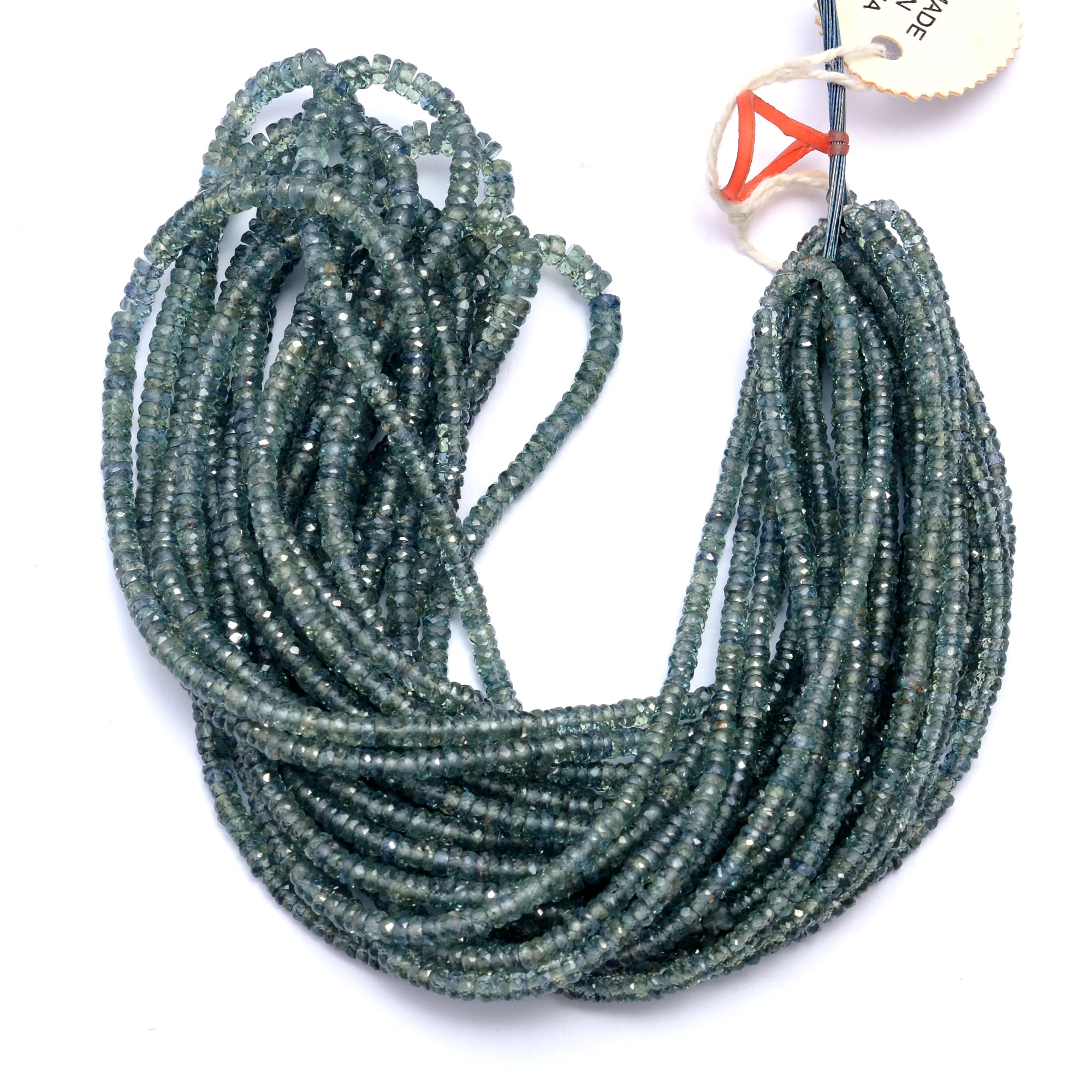 Green Songea Sapphire Faceted Tyre Beads, 3 To 4 mm, Songea Sapphire Wheels, Songea Sapphire Jewelry Making Gemstone Beads