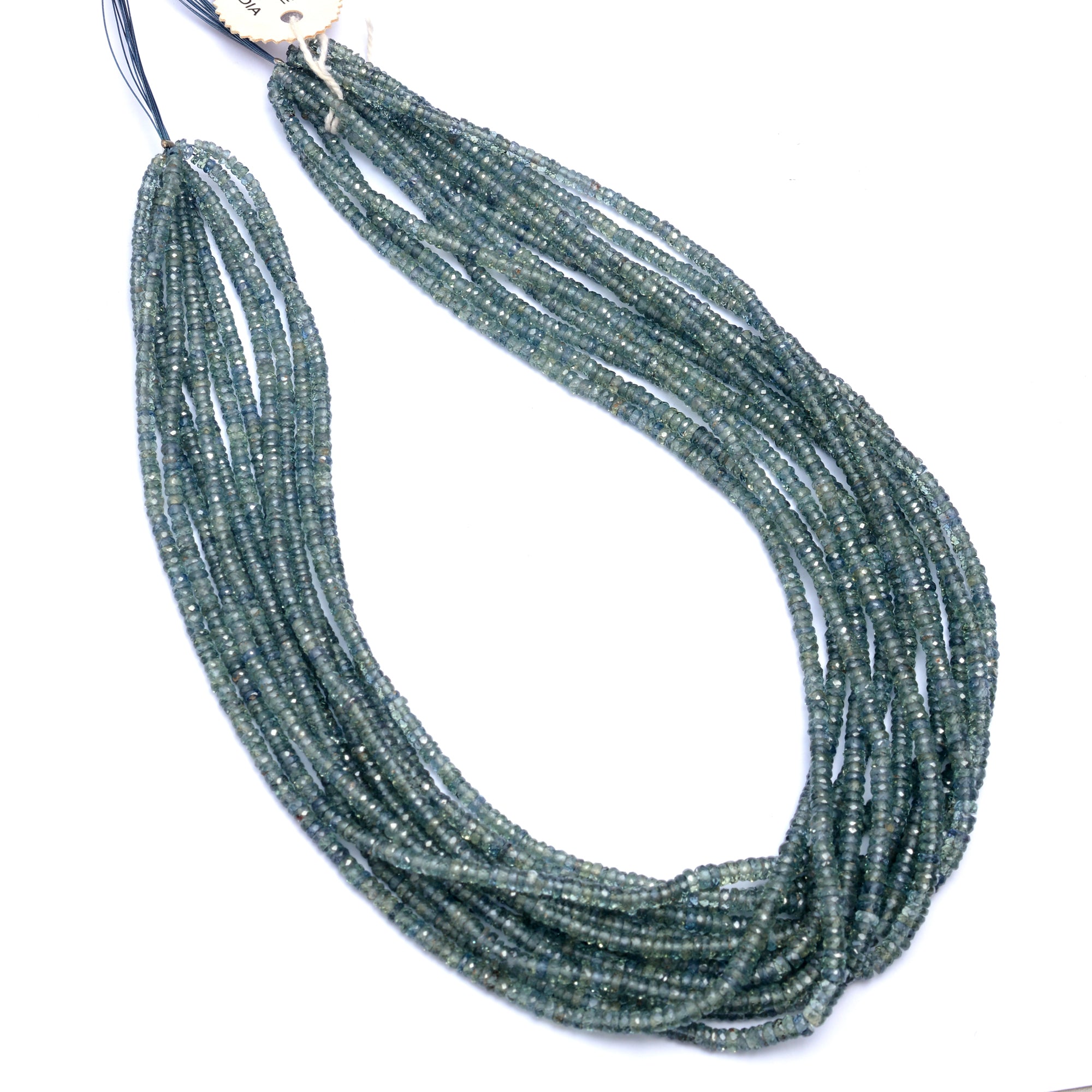 Green Songea Sapphire Faceted Tyre Beads, 3 To 4 mm, Songea Sapphire Wheels, Songea Sapphire Jewelry Making Gemstone Beads