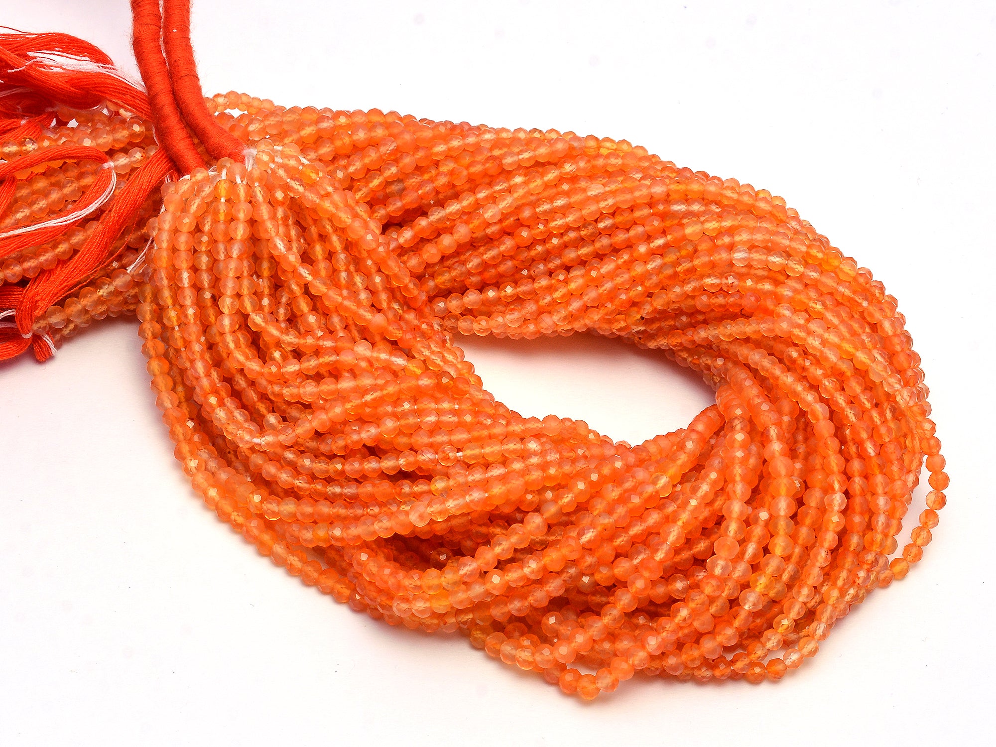 Natural Carnelian Faceted Round Balls Beads, 3.5 mm, 4 mm, Orange Carnelian Balls, Carnelian Jewelry Making Beads, 12 Inch