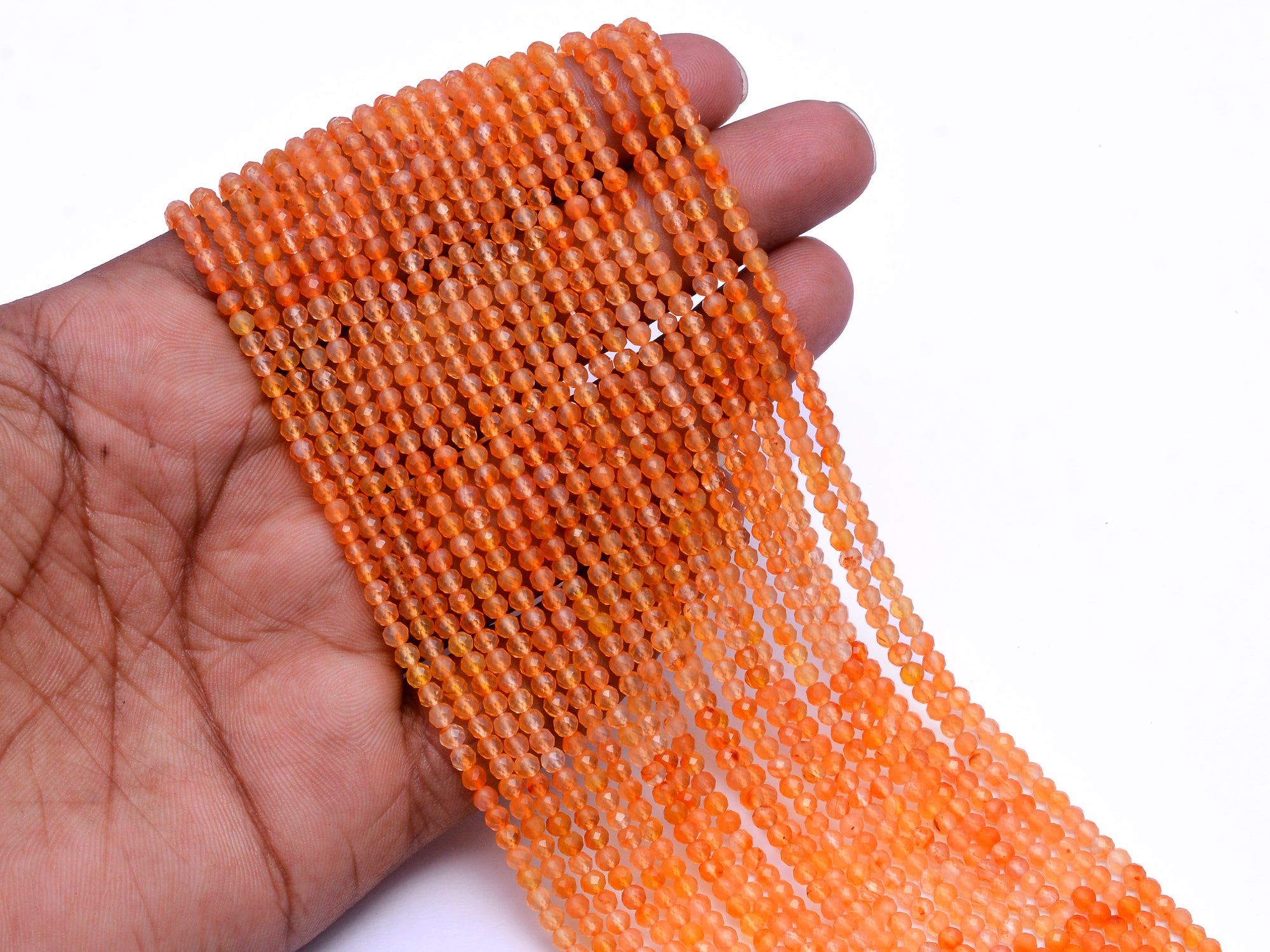 Natural Carnelian Faceted Round Balls Beads, 3.5 mm, 4 mm, Orange Carnelian Balls, Carnelian Jewelry Making Beads, 12 Inch