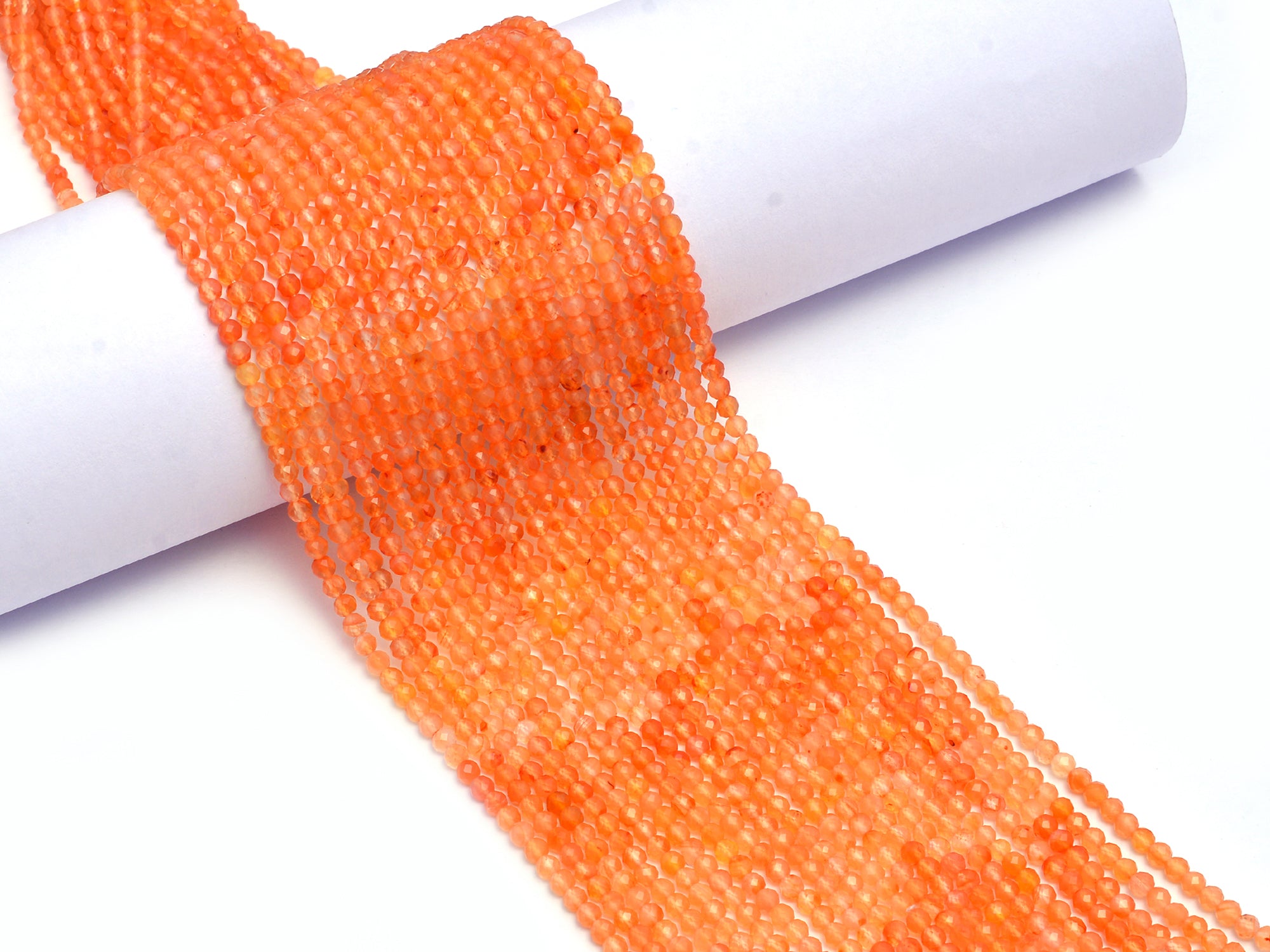 Natural Carnelian Faceted Round Balls Beads, 3.5 mm, 4 mm, Orange Carnelian Balls, Carnelian Jewelry Making Beads, 12 Inch