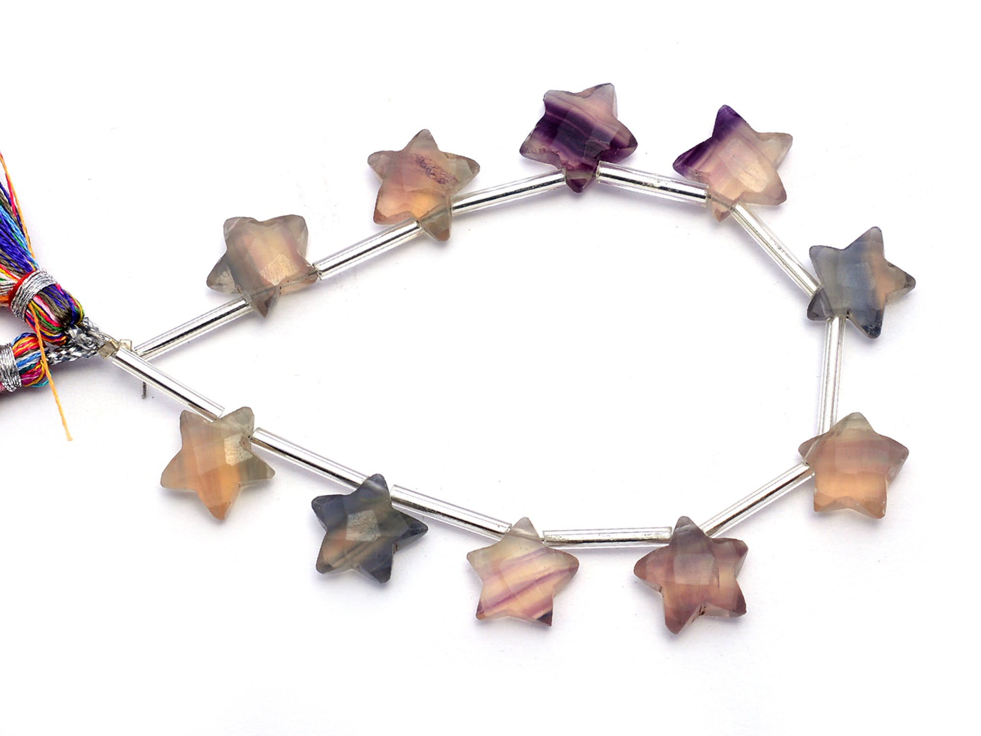 Multi Fluorite Faceted Star Shape Beads, 10 mm To 11 mm, Fluorite Star Beads, Multi Fluorite Jewelry Making Fancy Beads, 6.5 Inch