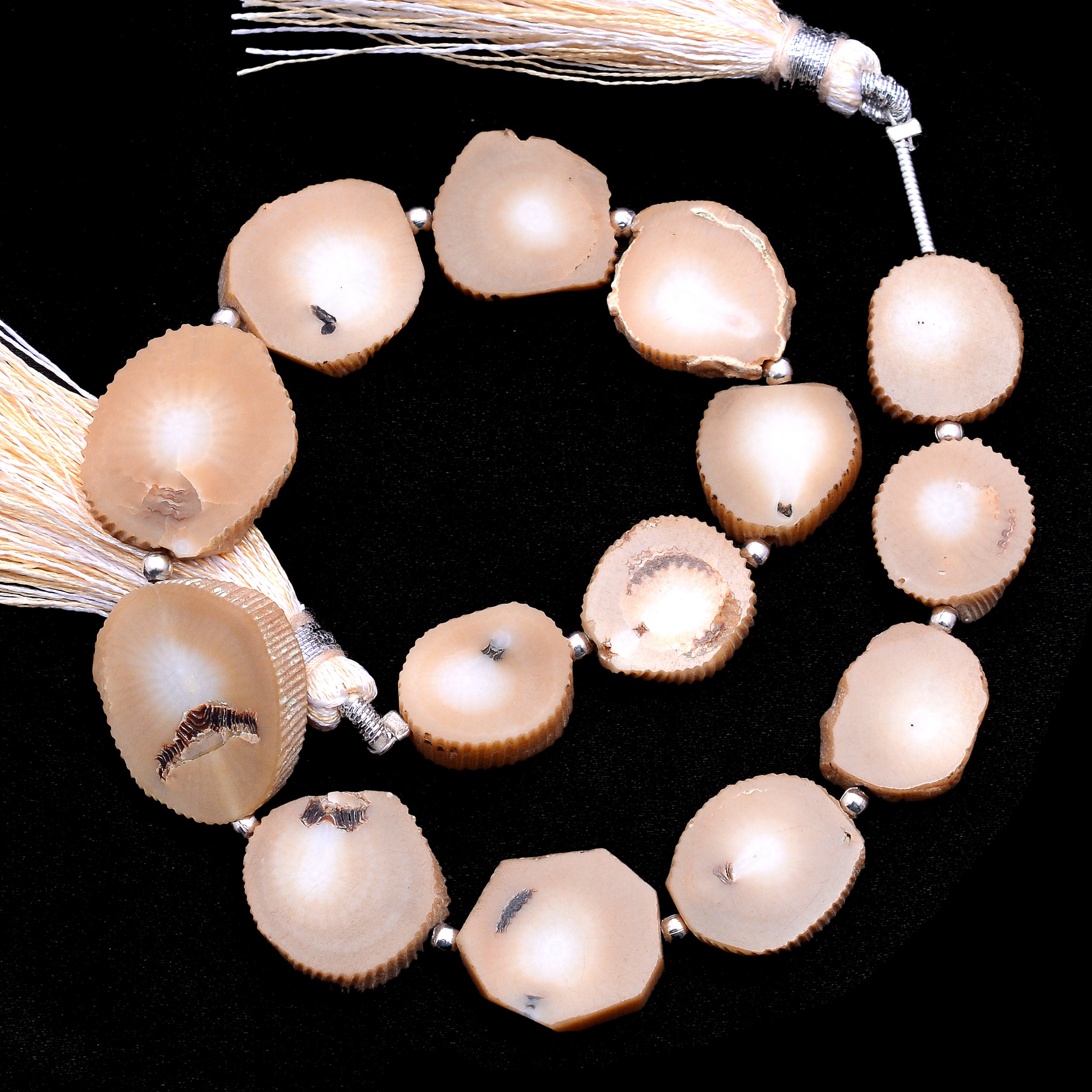 Coral Faceted Slice Beads, Coral Top Drill Slice Beads, Bi Color Coral Beads, Jewelry Making Gemstone Beads, 8.5 Inch