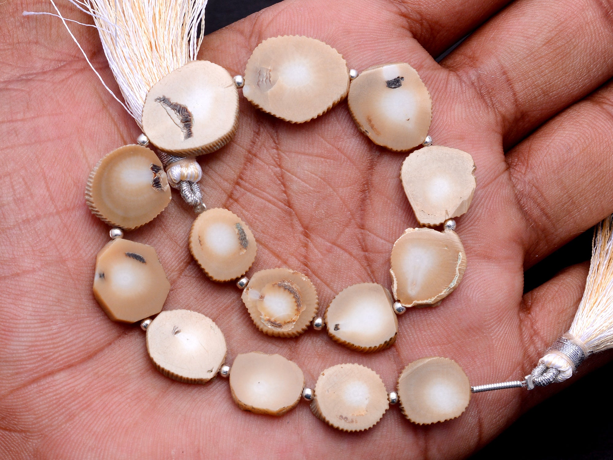 Coral Faceted Slice Beads, Coral Top Drill Slice Beads, Bi Color Coral Beads, Jewelry Making Gemstone Beads, 8.5 Inch