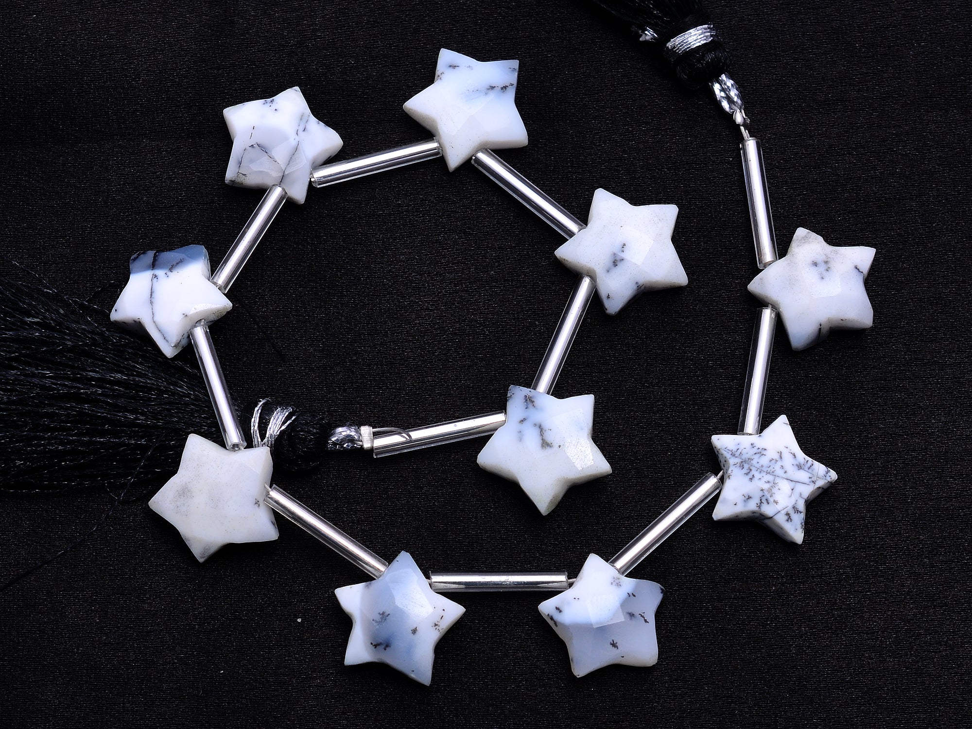 Dendrite Opal Faceted Star Shape Beads, 11 mm To 11.5 mm, Dendrite Opal Star Beads, Opal Jewelry Making Fancy Beads, 7 Inch