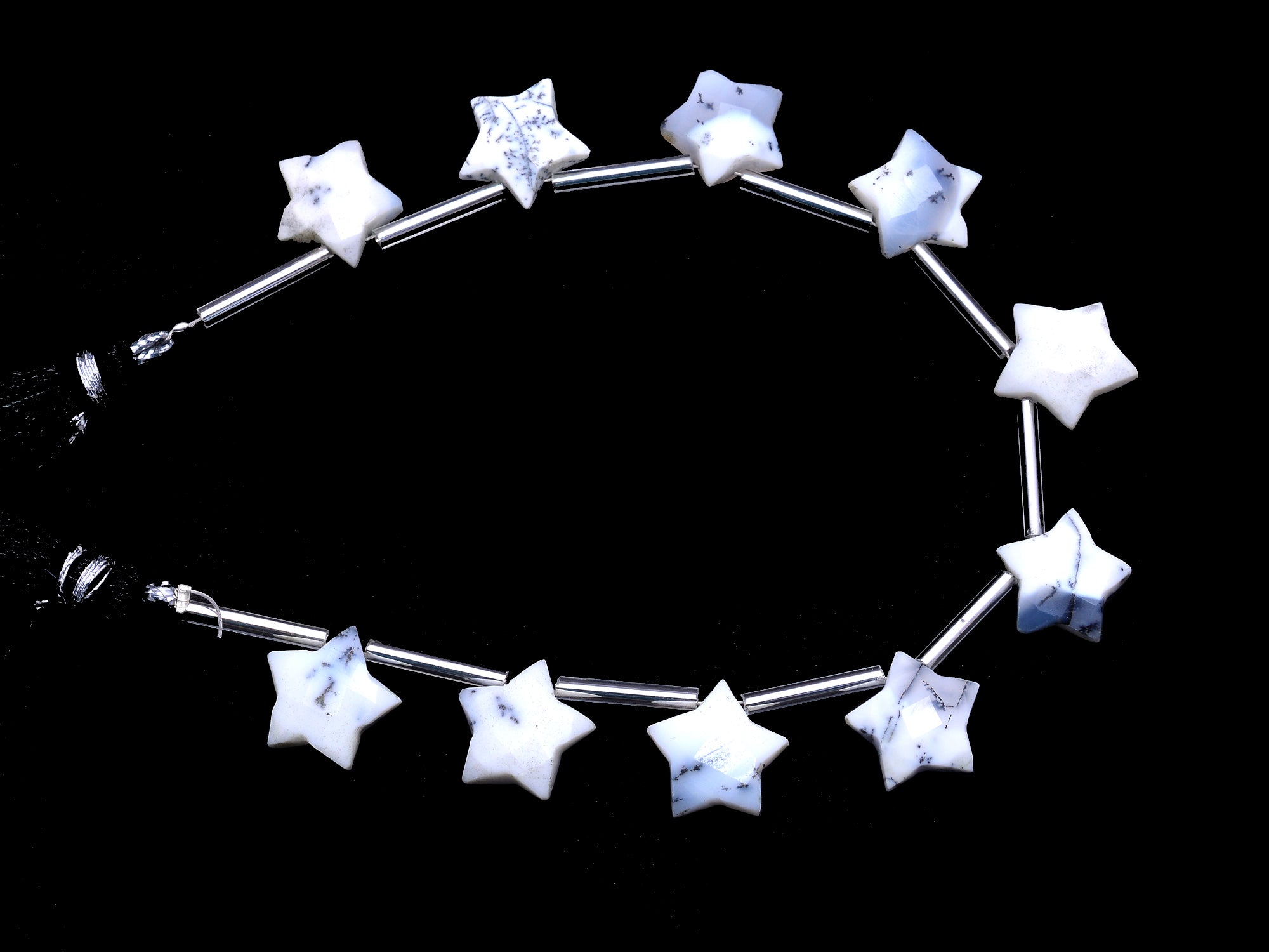 Dendrite Opal Faceted Star Shape Beads, 11 mm To 11.5 mm, Dendrite Opal Star Beads, Opal Jewelry Making Fancy Beads, 7 Inch
