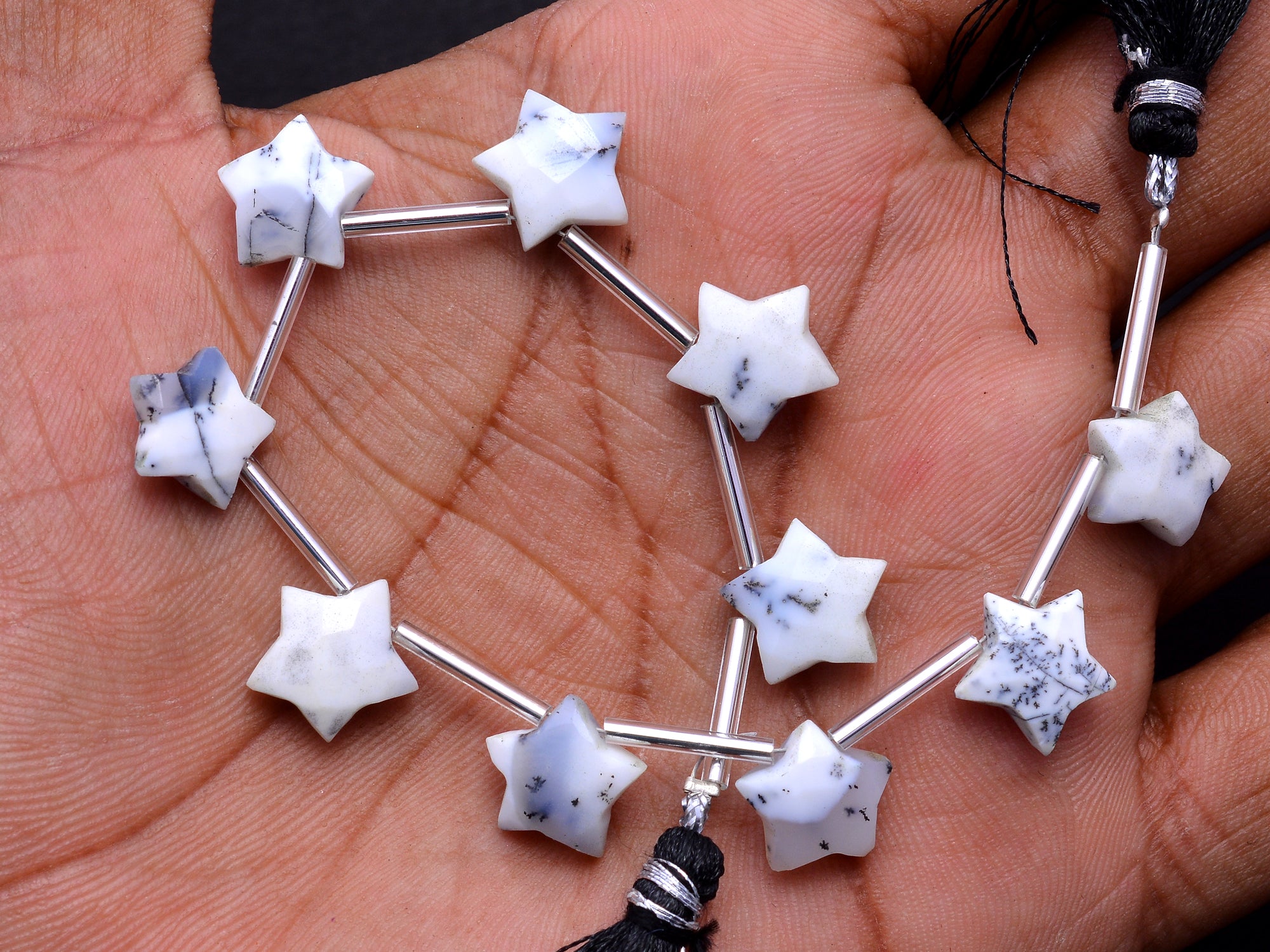 Dendrite Opal Faceted Star Shape Beads, 11 mm To 11.5 mm, Dendrite Opal Star Beads, Opal Jewelry Making Fancy Beads, 7 Inch