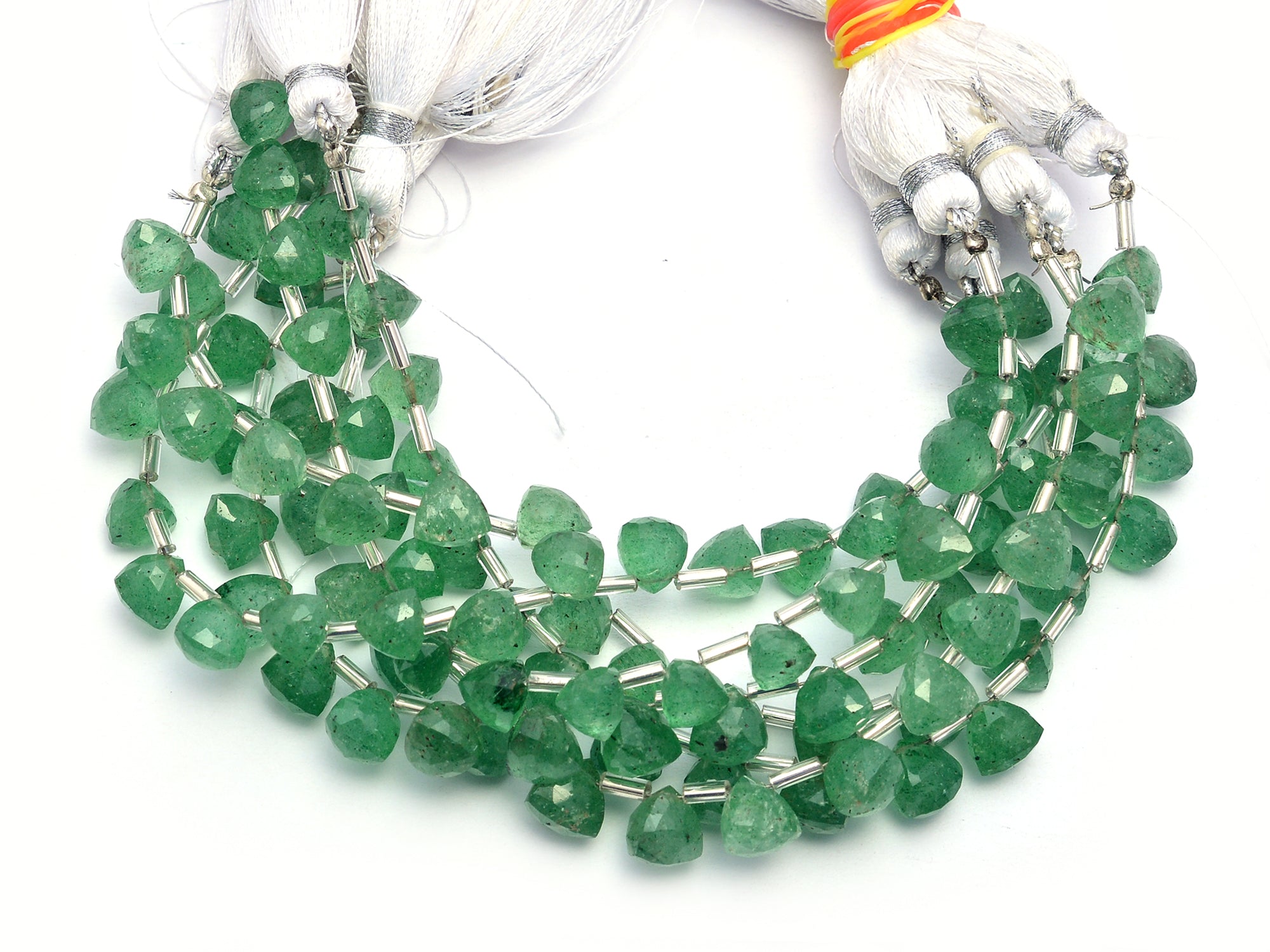 Green Strawberry Faceted Triangle Beads, 7x7 mm To 8x8 mm, Strawberry Triangle Beads, Strawberry Jewelry Making Beads, 6 Inch