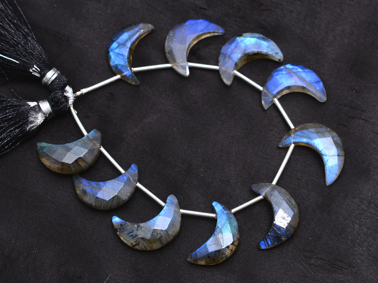 Natural Labradorite Faceted Crescent Moon Shape Beads, 17x18 mm, Unique Moon Shape, Labradorite Gemstone, Handmade Beads, 7 Inch