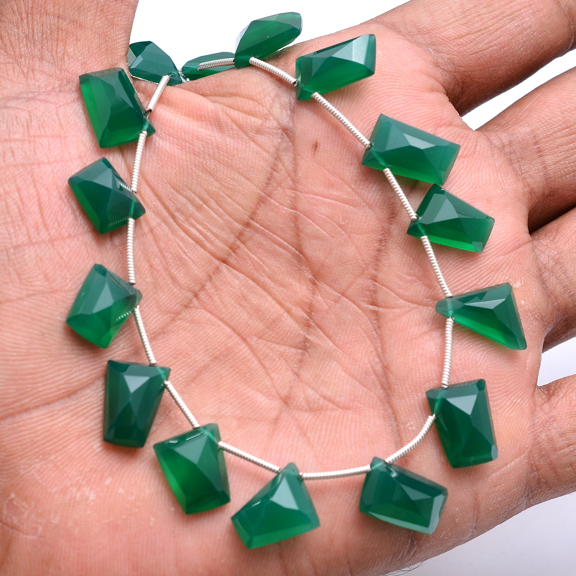 Green Onyx Fancy Shape Briolettes, green Onyx Briolettes, Green Onyx Irregular Shape briolettes, 9 Inches, AA Quality