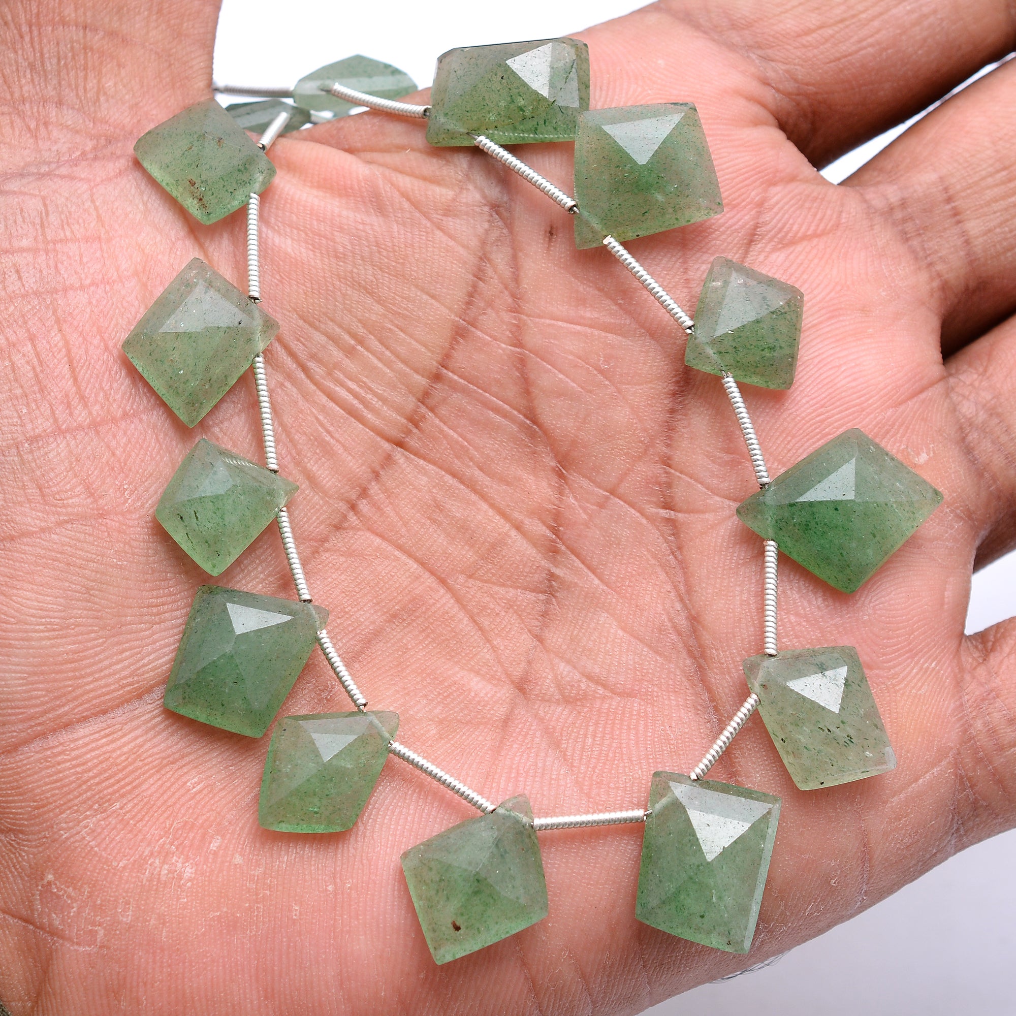 Green Strawberry Quartz Kite Shape Briolette, 6x8 To 10x17 mm, Green Strawberry Quartz Irregular Shape, 9 Inch, AA Quality