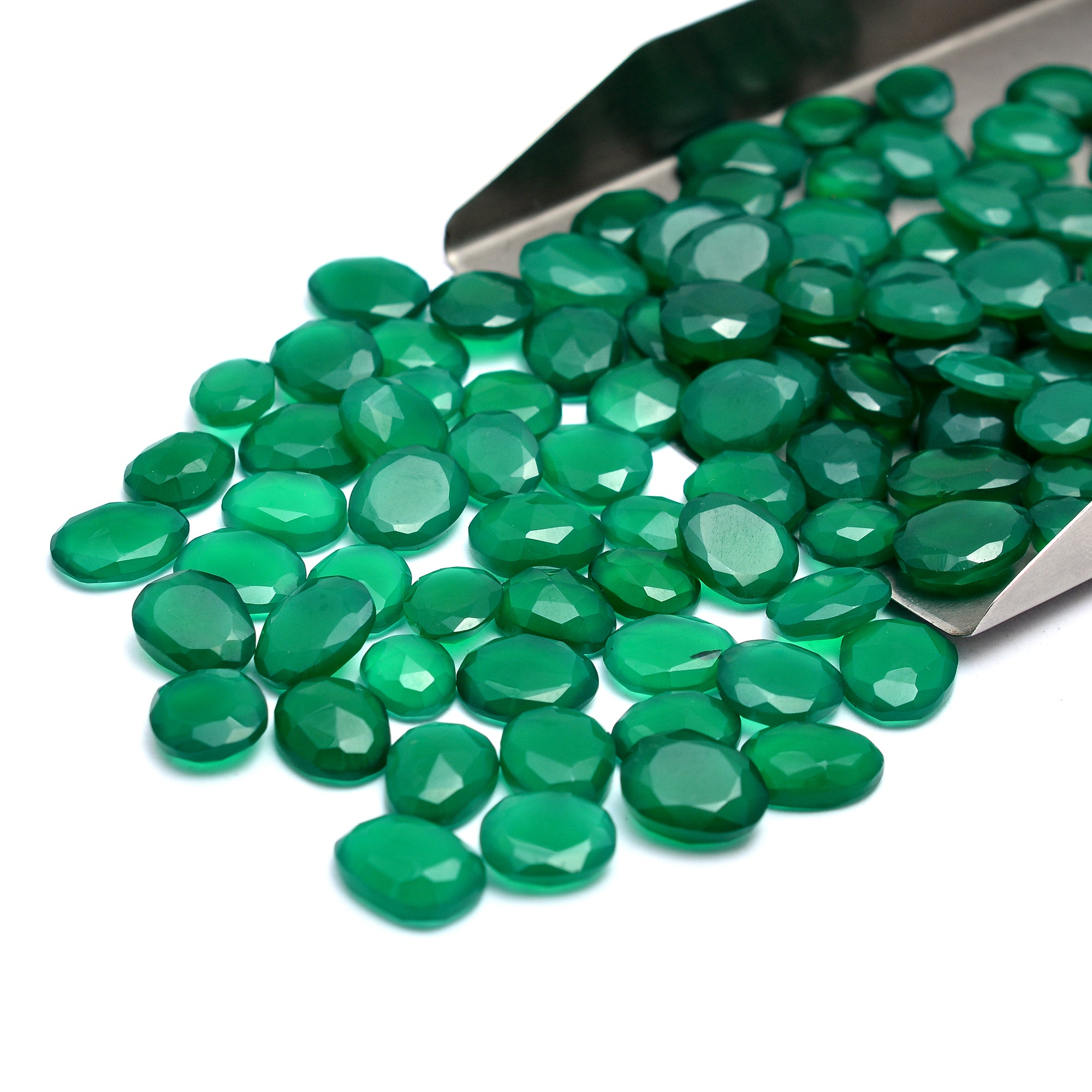 Green Onyx Organic Rosecut Loose Gemstone, 8 mm To 12 mm, Green Onyx Rosecut, Onyx Cabochons Handmade Jewelry, SKU709