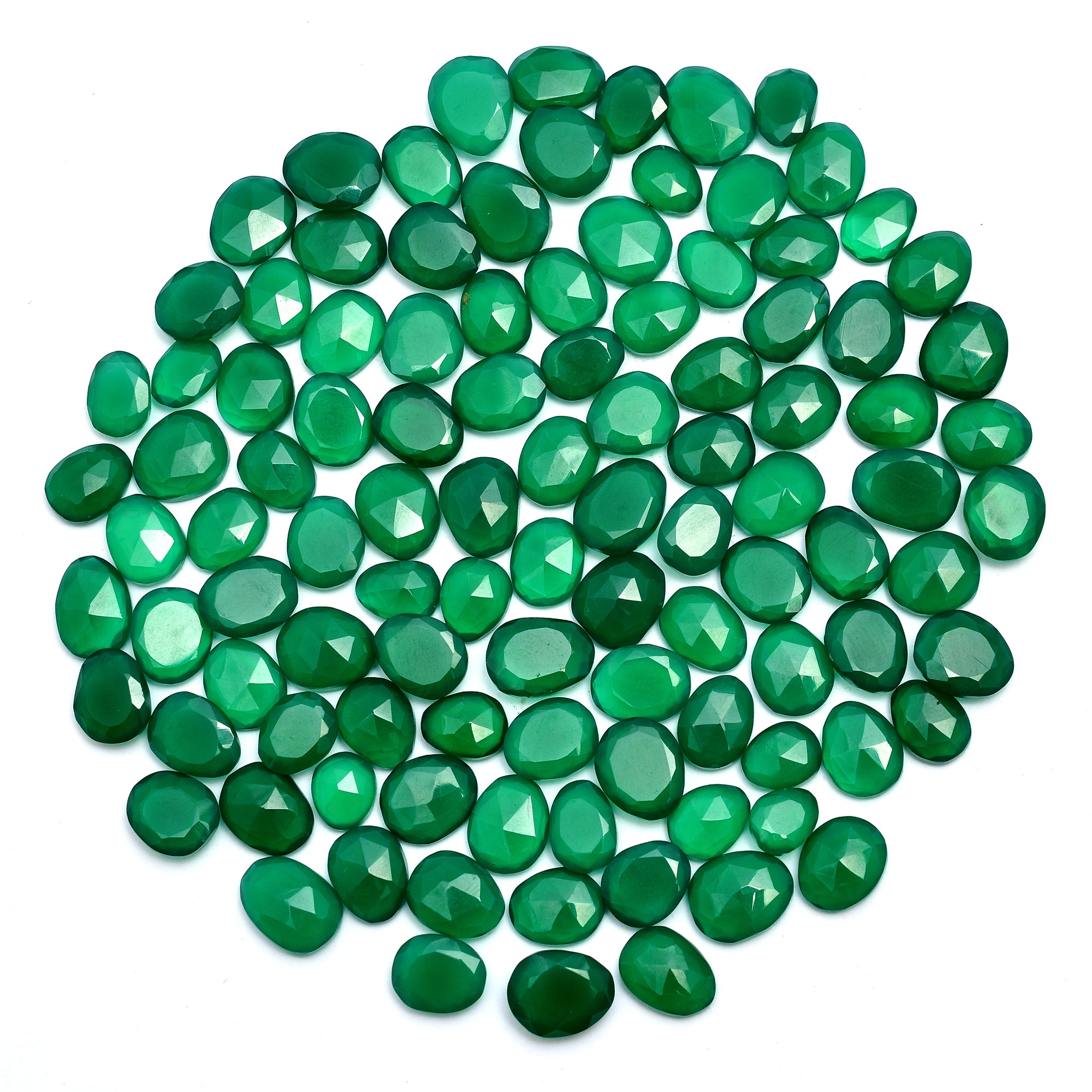 Green Onyx Organic Rosecut Loose Gemstone, 8 mm To 12 mm, Green Onyx Rosecut, Onyx Cabochons Handmade Jewelry, SKU709