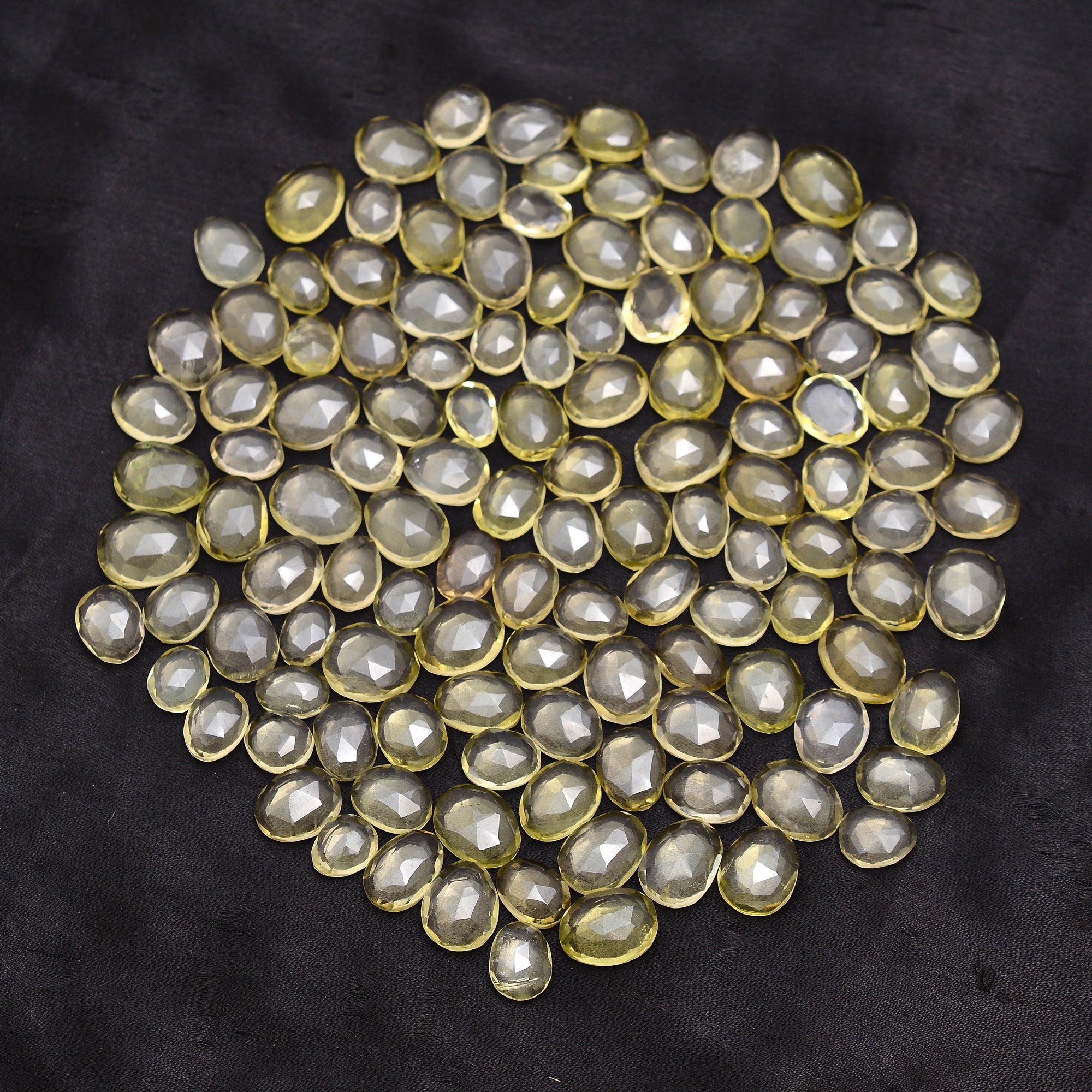 Lemon Quartz Organic Rosecut Loose Gemstone, 8 mm To 13 mm, Lemon Quartz Rosecut, Quartz Cabochons Handmade Jewelry Making Gemstone