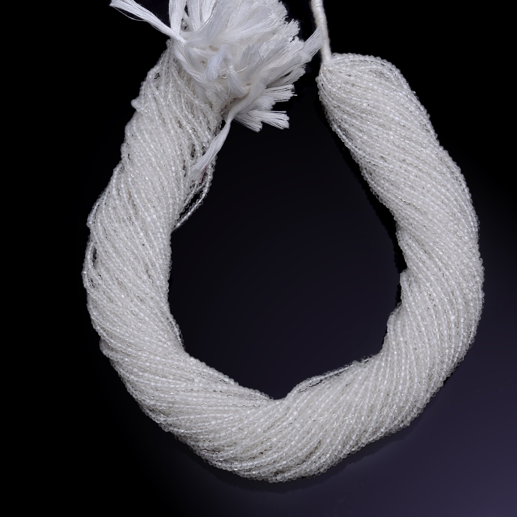 White Crystal Quartz Faceted Rondelle Beads, 2 mm To 3 mm, Crystal Quartz Beads, White Quartz Jewelry Making Gemstone Beads
