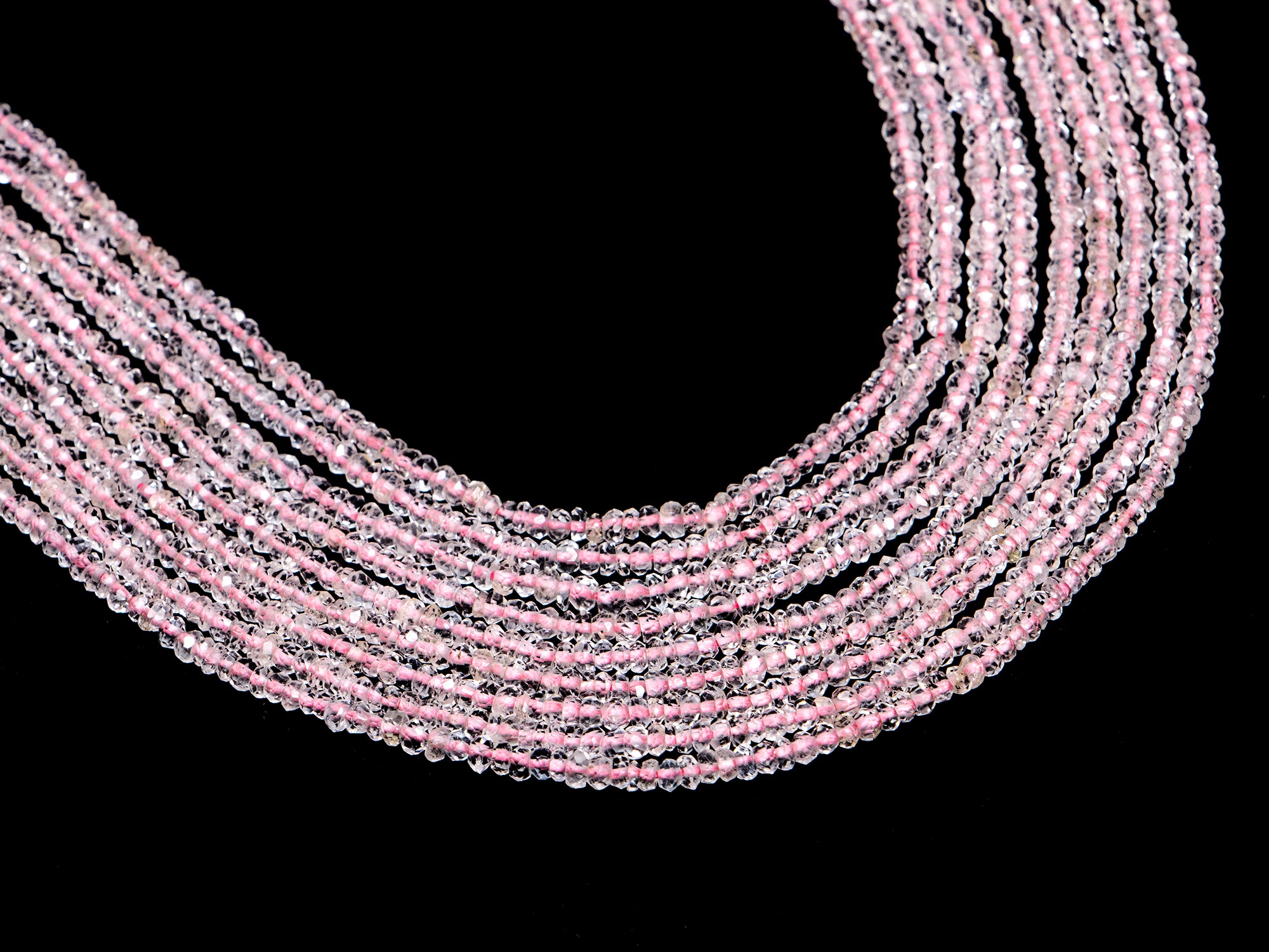 Pink Aquamarine Faceted Rondelle Beads, 2 mm To 2.5 mm, Pink Aquamarine Beads, Aquamarine Jewelry Making Gemstone Beads