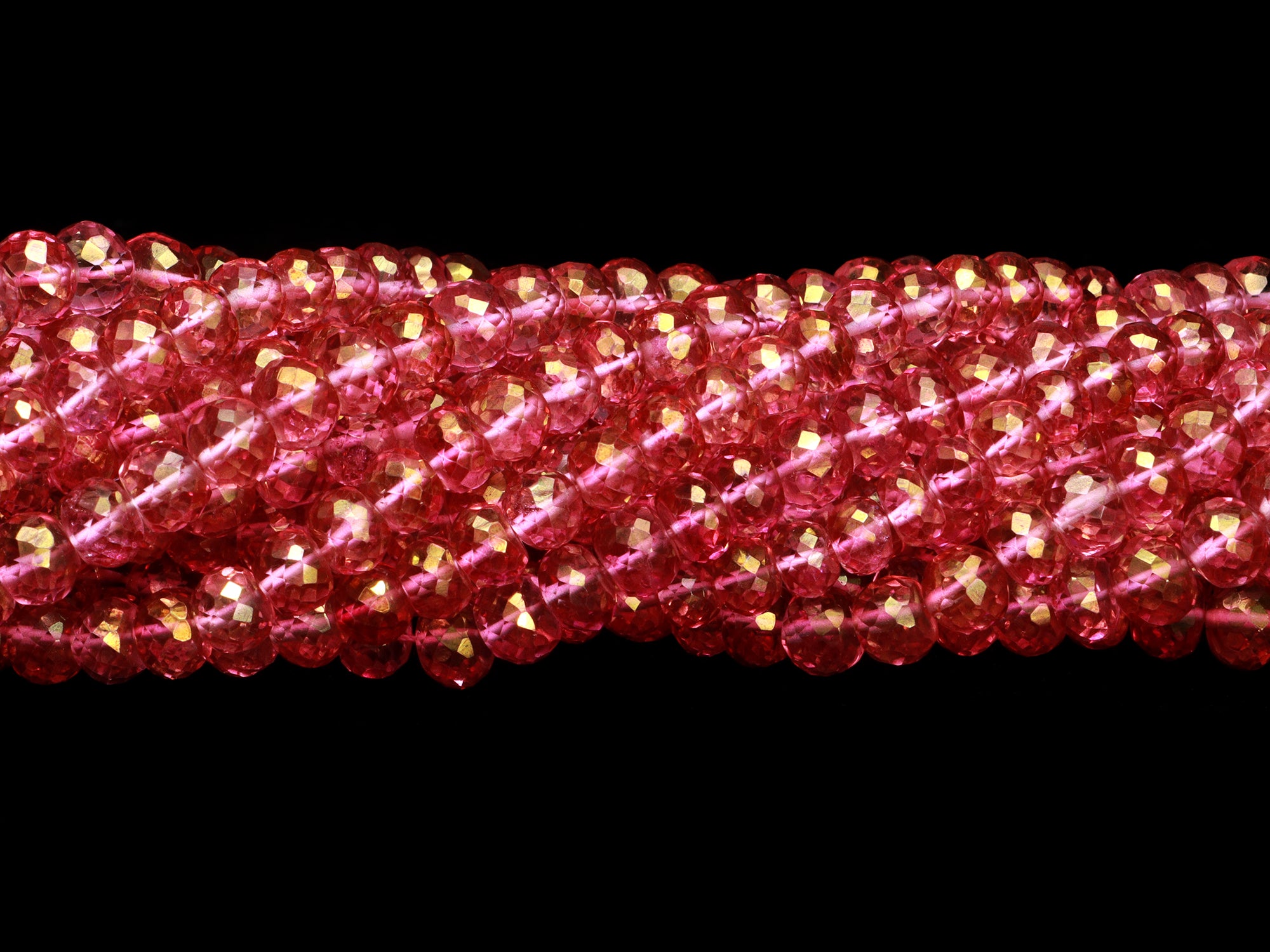 Pink Topaz Faceted Rondelle Beads, Pink Topaz Beads, Quartz Faceted Beads, Pink Topaz Jewelry Making Gemstone Beads, 9 Inch Strand