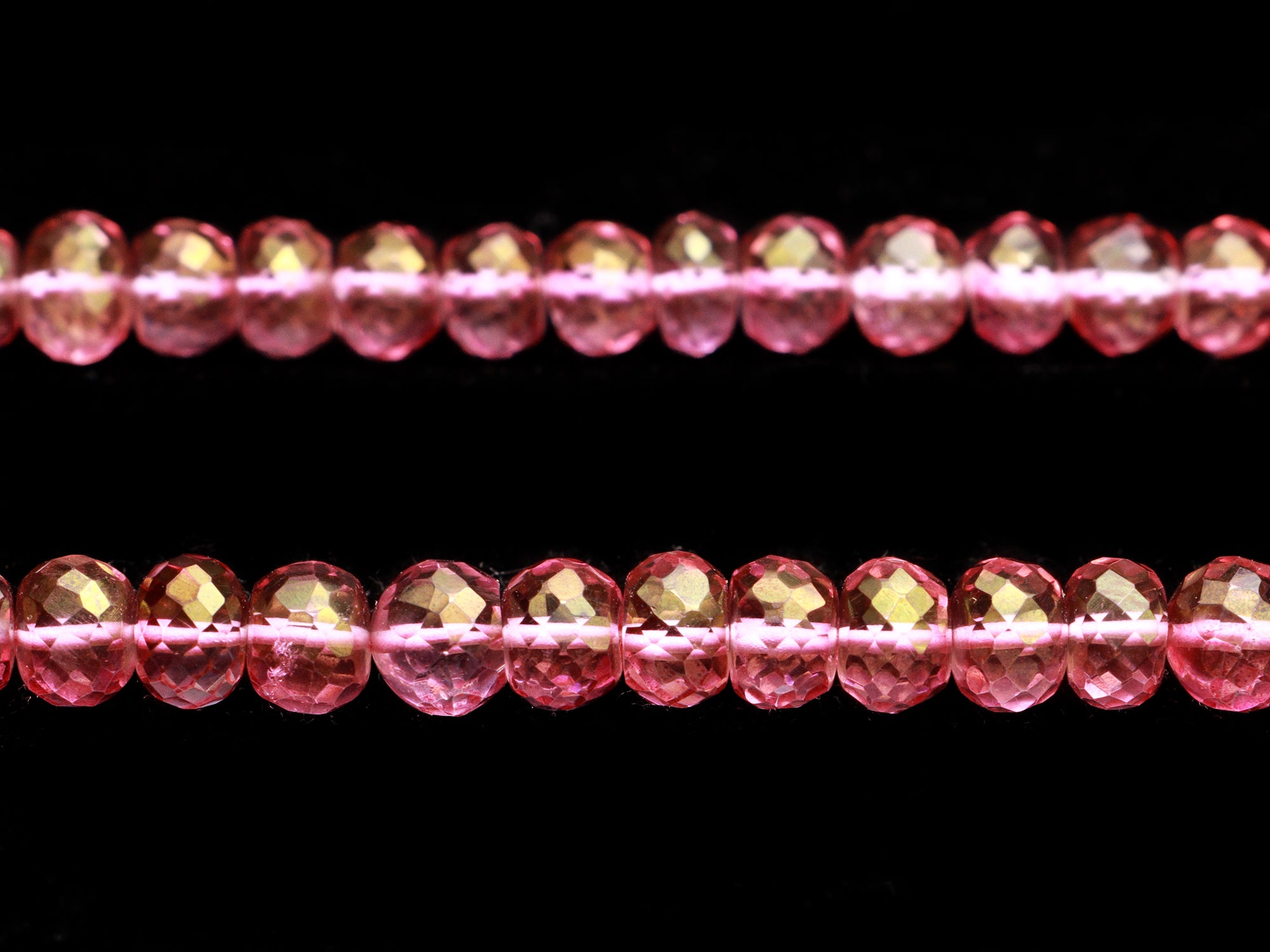 Pink Topaz Faceted Rondelle Beads, Pink Topaz Beads, Quartz Faceted Beads, Pink Topaz Jewelry Making Gemstone Beads, 9 Inch Strand