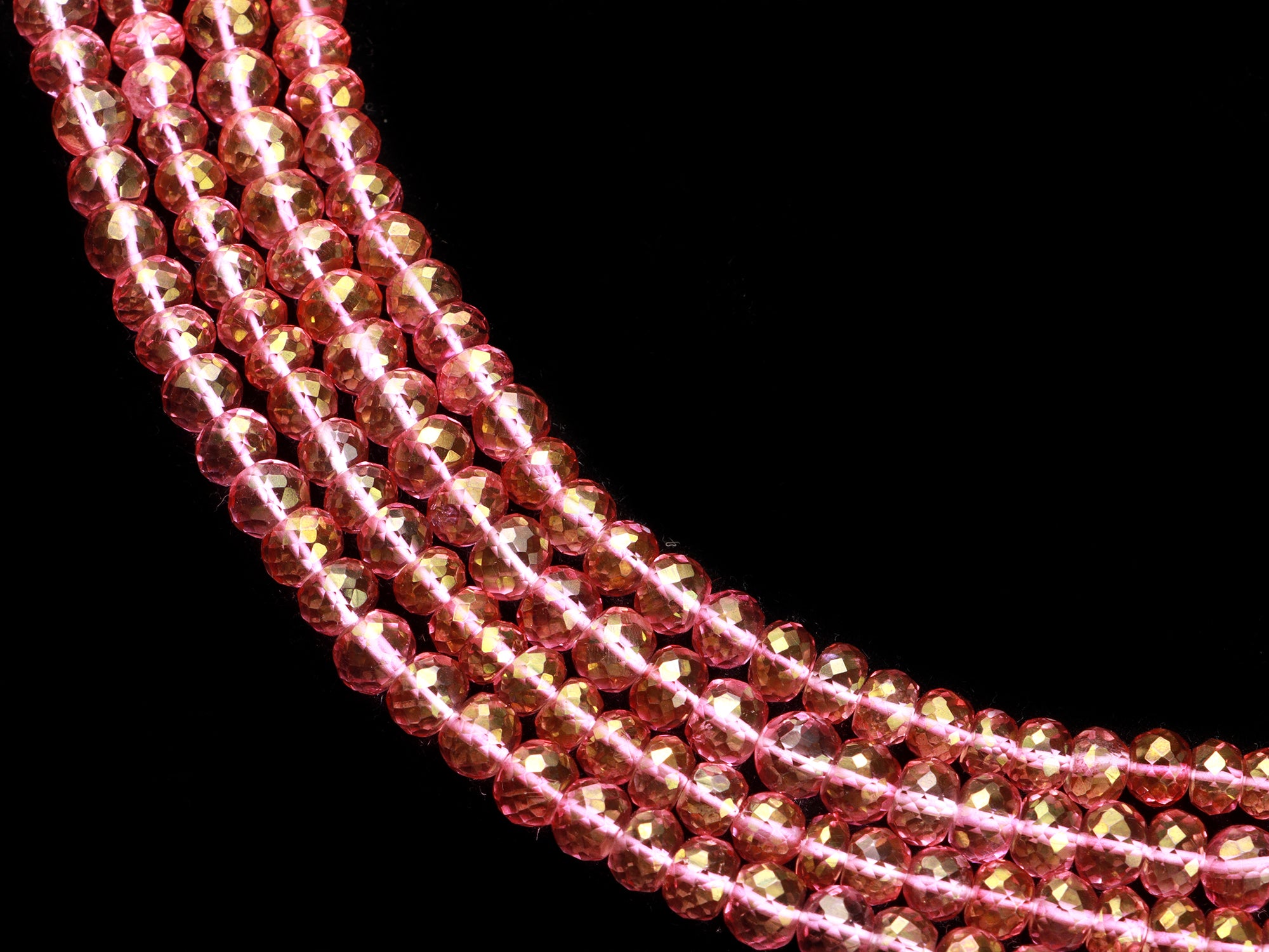 Pink Topaz Faceted Rondelle Beads, Pink Topaz Beads, Quartz Faceted Beads, Pink Topaz Jewelry Making Gemstone Beads, 9 Inch Strand
