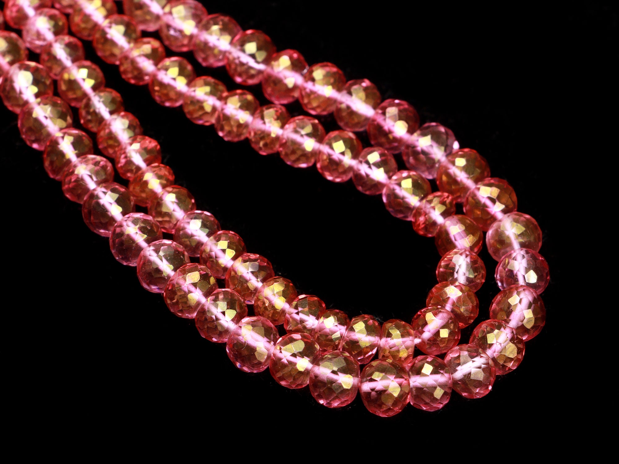 Pink Topaz Faceted Rondelle Beads, Pink Topaz Beads, Quartz Faceted Beads, Pink Topaz Jewelry Making Gemstone Beads, 9 Inch Strand