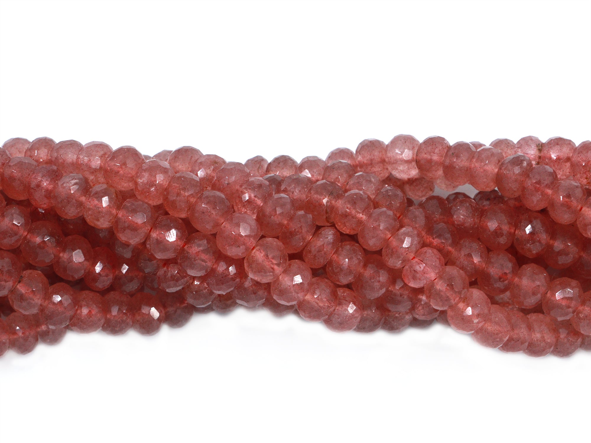 Pink Strawberry Quartz Faceted Rondelle Beads, Pink Strawberry Quartz, Strawberry Quartz Handmade Jewelry Making Gemstone Beads