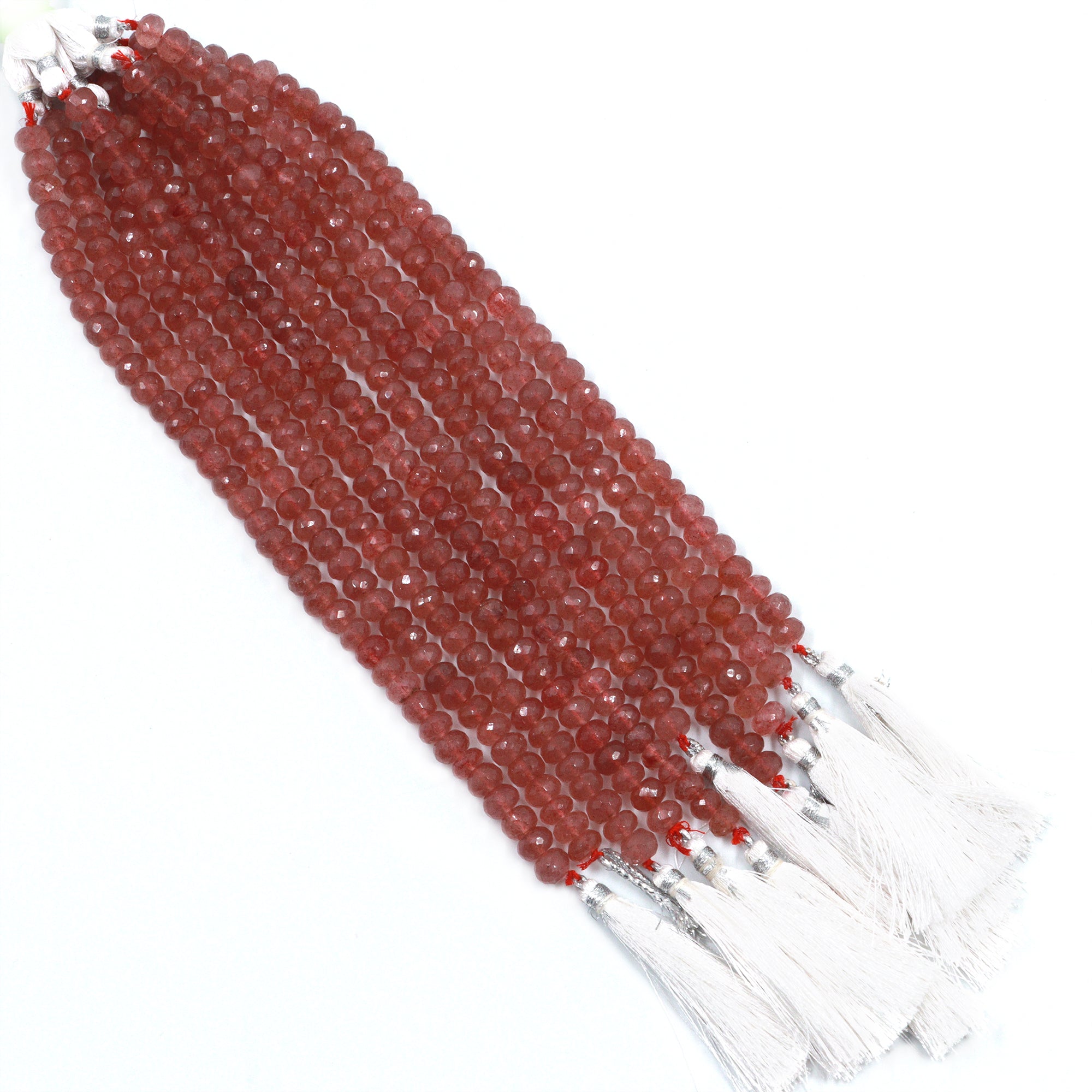 Pink Strawberry Quartz Faceted Rondelle Beads, Pink Strawberry Quartz, Strawberry Quartz Handmade Jewelry Making Gemstone Beads