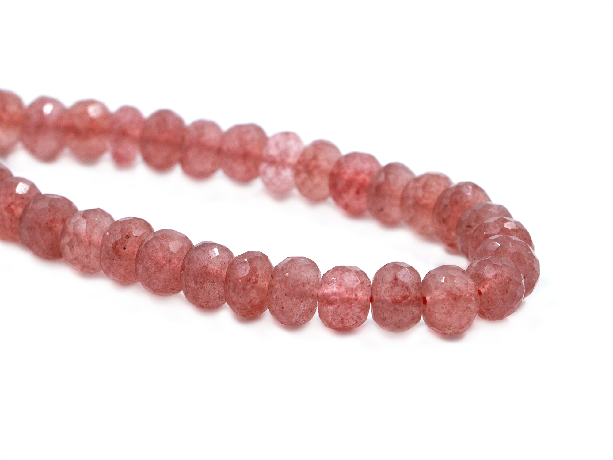 Pink Strawberry Quartz Faceted Rondelle Beads, Pink Strawberry Quartz, Strawberry Quartz Handmade Jewelry Making Gemstone Beads