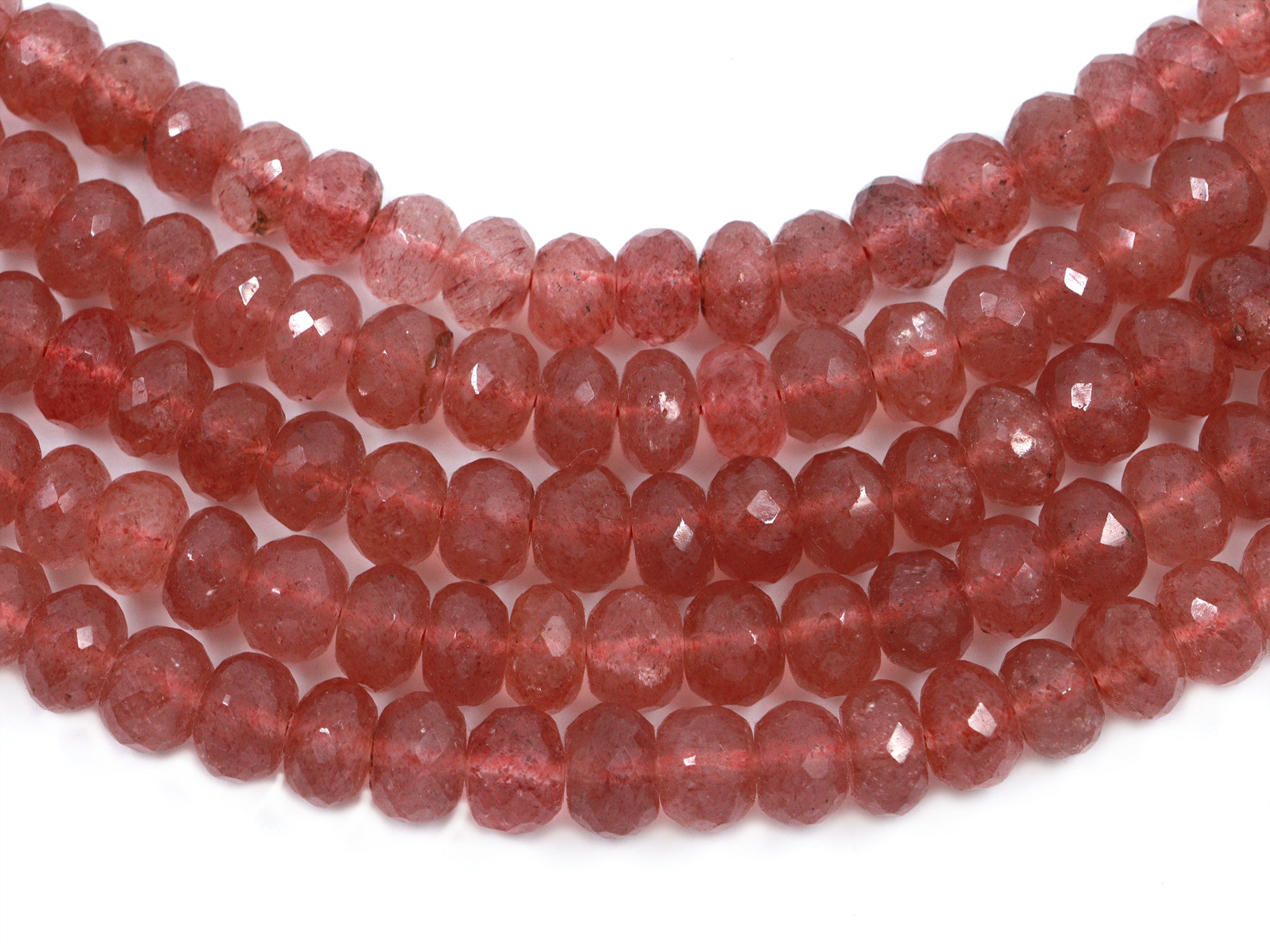 Pink Strawberry Quartz Faceted Rondelle Beads, Pink Strawberry Quartz, Strawberry Quartz Handmade Jewelry Making Gemstone Beads
