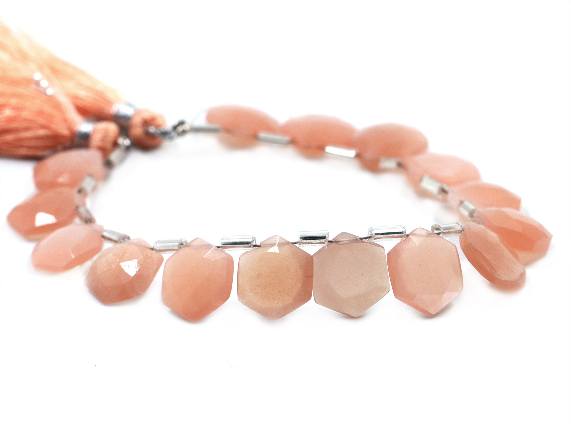 AA Quality Peach Moonstone Faceted Hexagon Beads, Peach Moonstone 6 Corner Hexagon, Moonstone Handmade Jewelry Making Gemstone