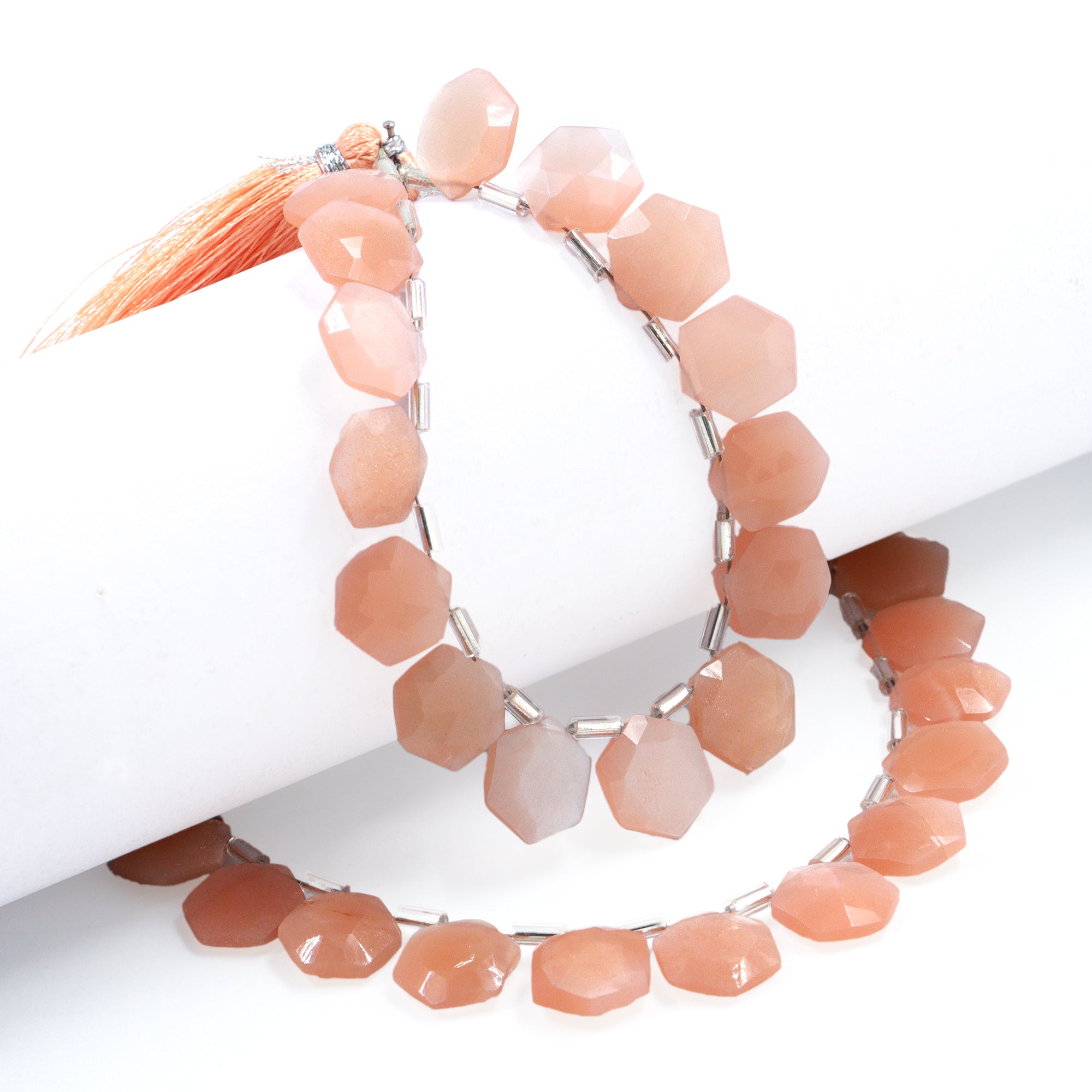 AA Quality Peach Moonstone Faceted Hexagon Beads, Peach Moonstone 6 Corner Hexagon, Moonstone Handmade Jewelry Making Gemstone