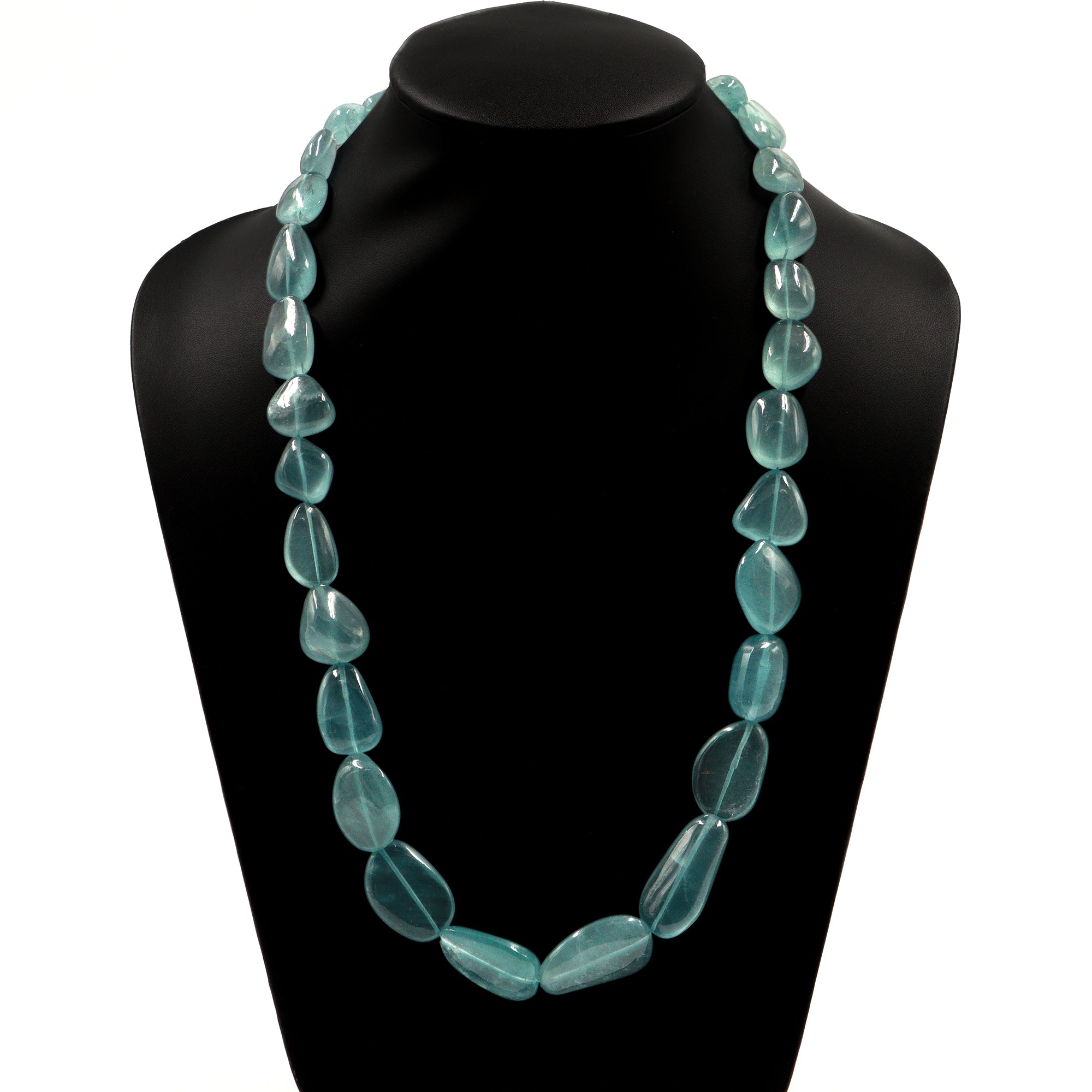 Moss Aquamarine Smooth Tumble Beads Necklace,13x14 mm To 18x30 mm, Moss Aquamarine Nuggets, Moss Aquamarine Jewelry Gemstone