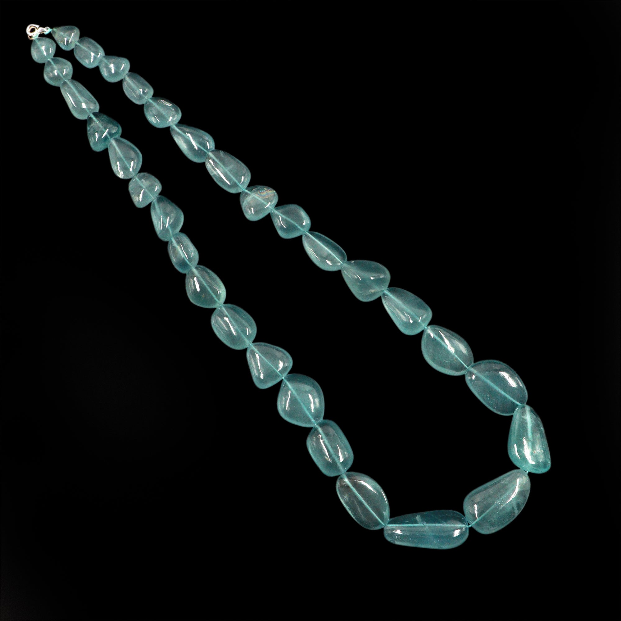 Moss Aquamarine Smooth Tumble Beads Necklace,13x14 mm To 18x30 mm, Moss Aquamarine Nuggets, Moss Aquamarine Jewelry Gemstone