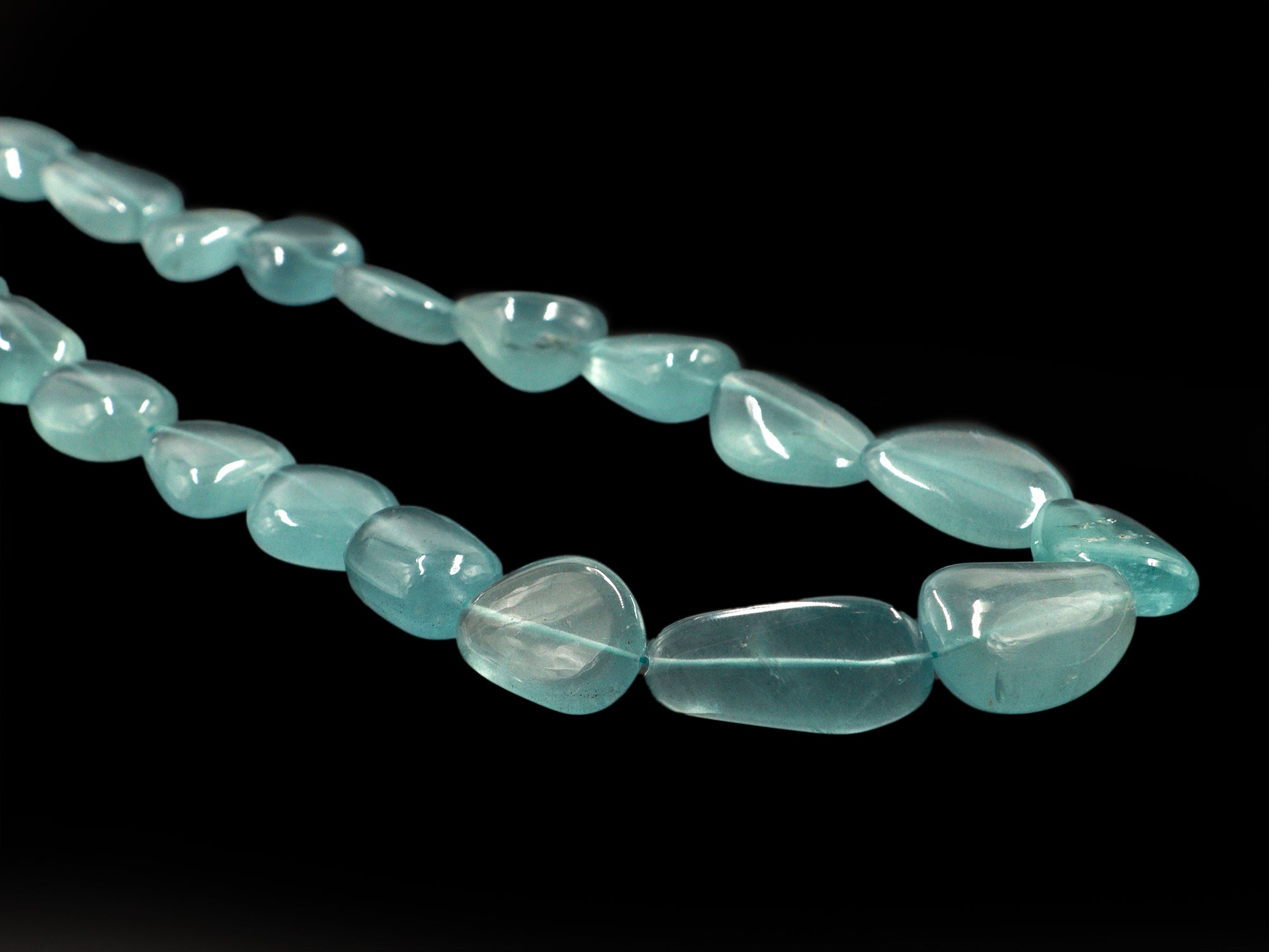 Moss Aquamarine Smooth Tumble Beads Necklace,13x14 mm To 18x30 mm, Moss Aquamarine Nuggets, Moss Aquamarine Jewelry Gemstone