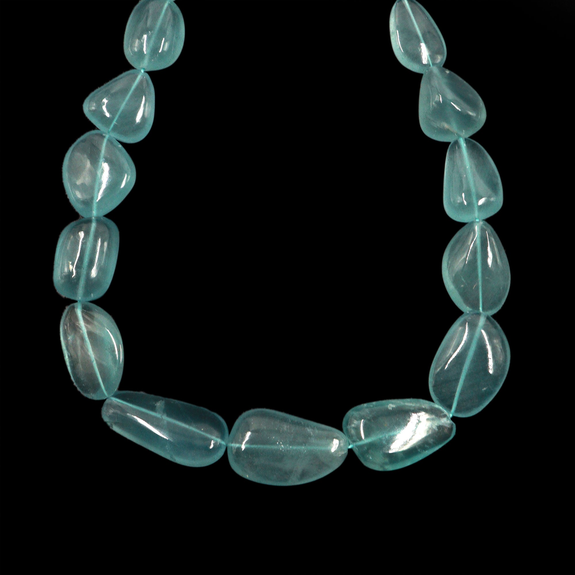 Moss Aquamarine Smooth Tumble Beads Necklace,13x14 mm To 18x30 mm, Moss Aquamarine Nuggets, Moss Aquamarine Jewelry Gemstone