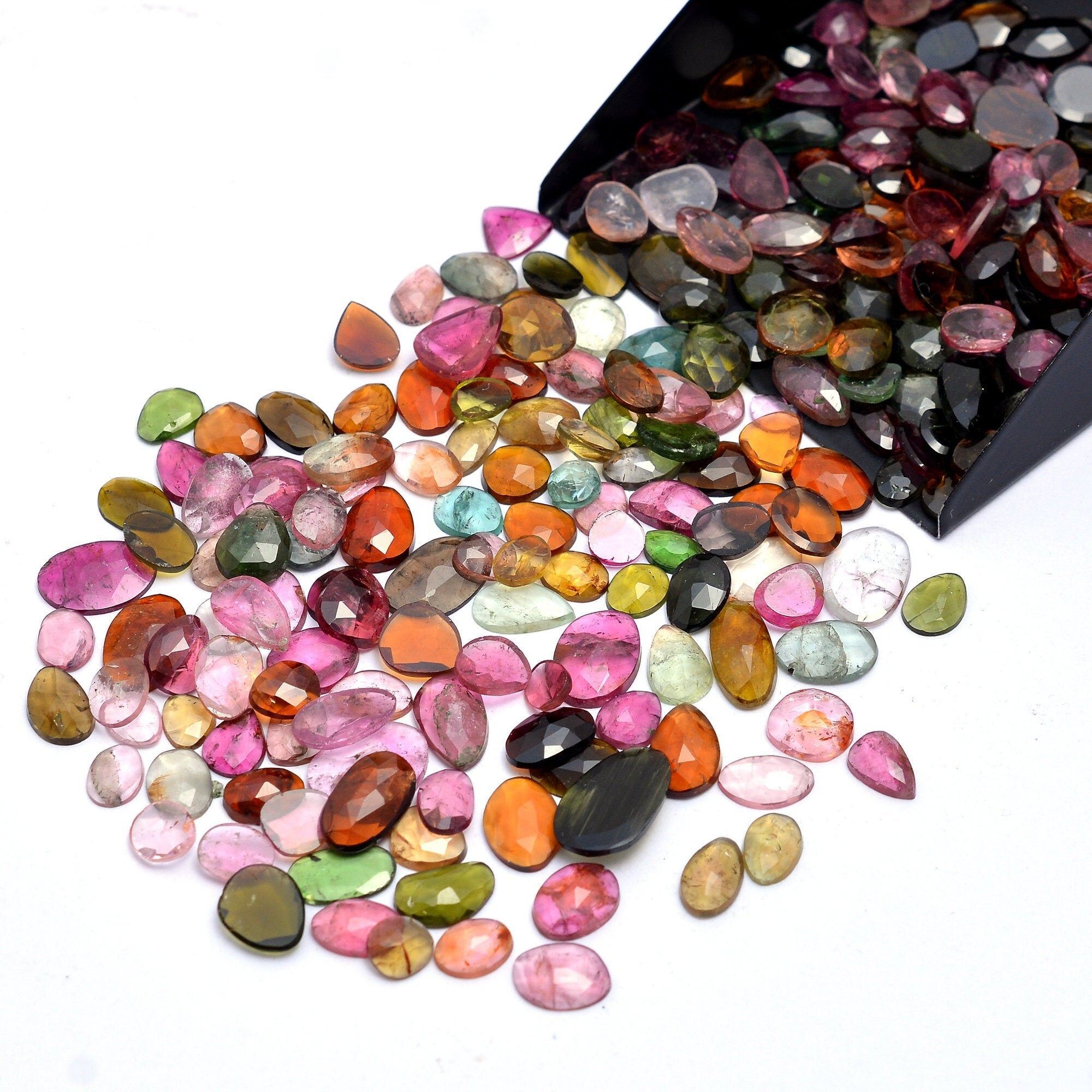 Multi Tourmaline Faceted Rosecut Cabochon, 4mm to 14 mm, Tourmaline Rosecut, Tourmaline Loose Cabs, Jewelry Making Cabs, SKU288