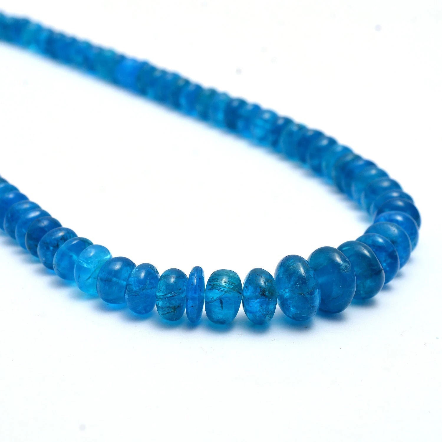 Natural Neon Apatite Smooth Rondelle Beads, 6 mm To 10 mm, Neon Apatite Beads, Neon Apatite Jewelry Gemstone Beads, 15 Inch Strand