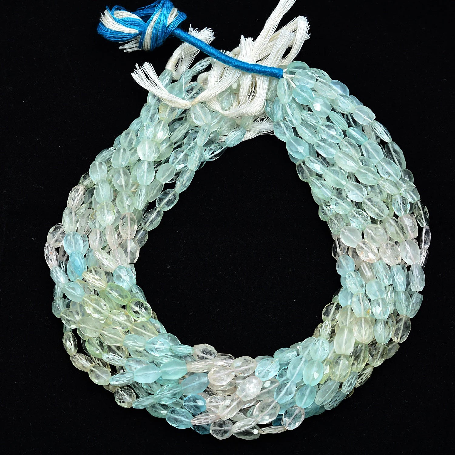 Natural Aquamarine Faceted Oval Beads, Multi-Color Aquamarine Beads Gemstone, Multi-Berry Oval Jewelry Making Beads, 14" Strand (SKU301)