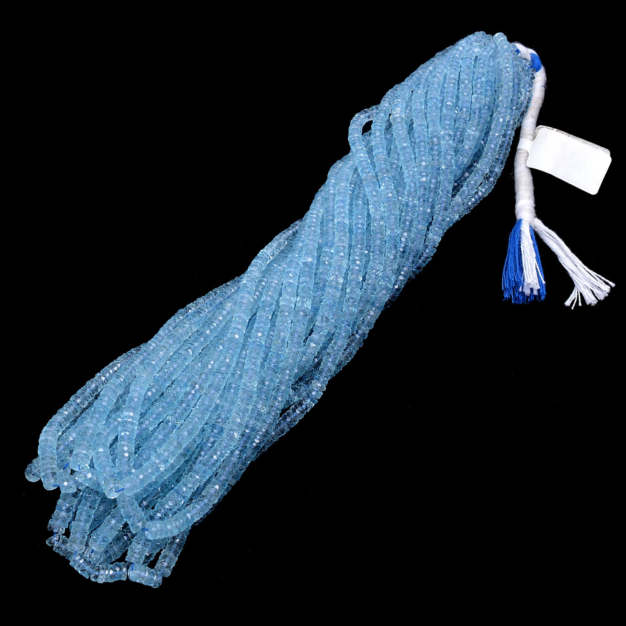 Natural Blue Aquamarine Faceted Heishi Tyre Beads, Handmade Gemstone Beads, (SKU305)