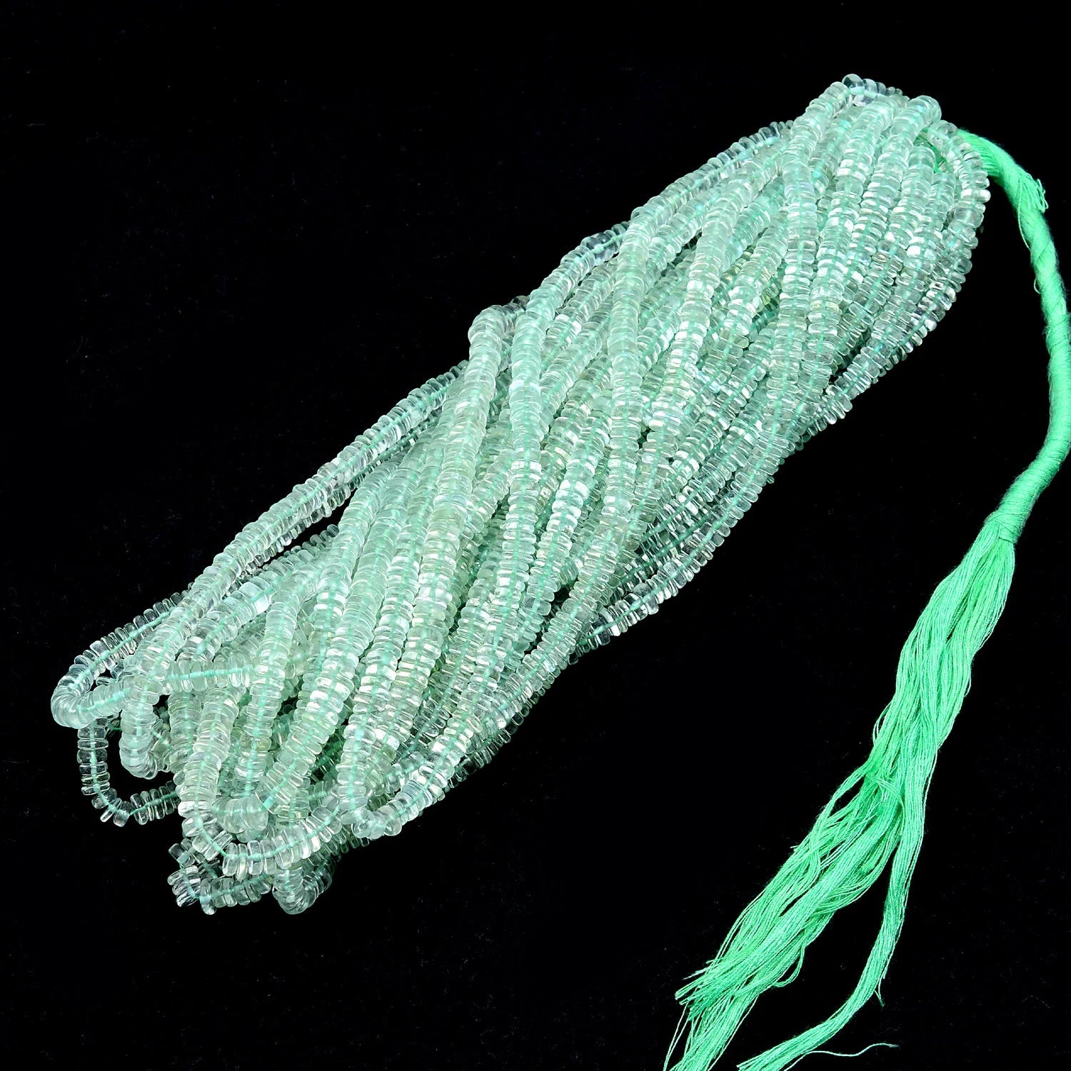 Green Amethyst Smooth Tyre Beads, 5.5 mm To 6.5 mm, SKU403