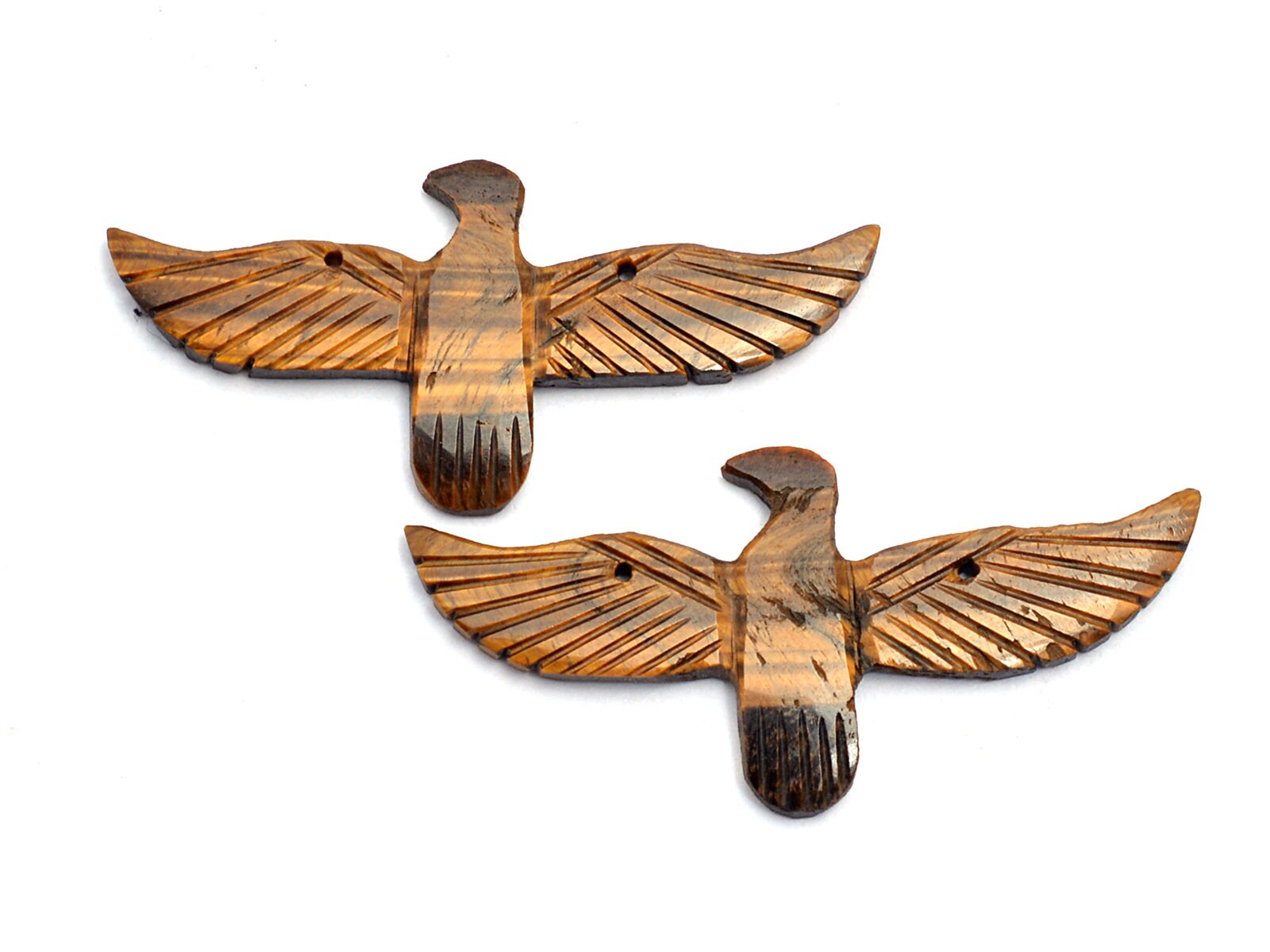 Tiger's Eye Eagle Pendant Gemstone Carving, (SKU395)