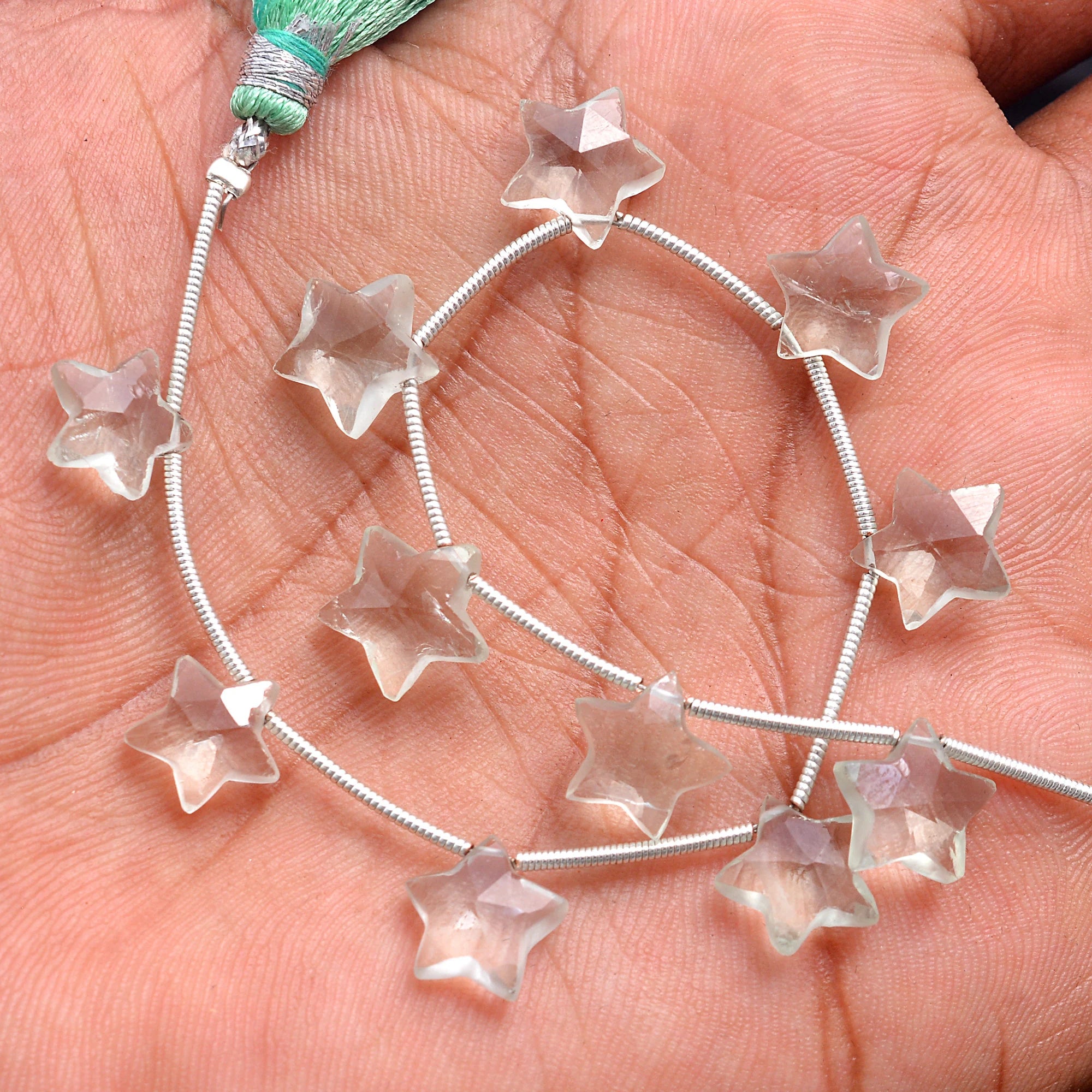 Natural Green Amethyst Faceted Stars Beads, Green Amethyst Fancy Star Shape Carved Briolettes, (SKU546)