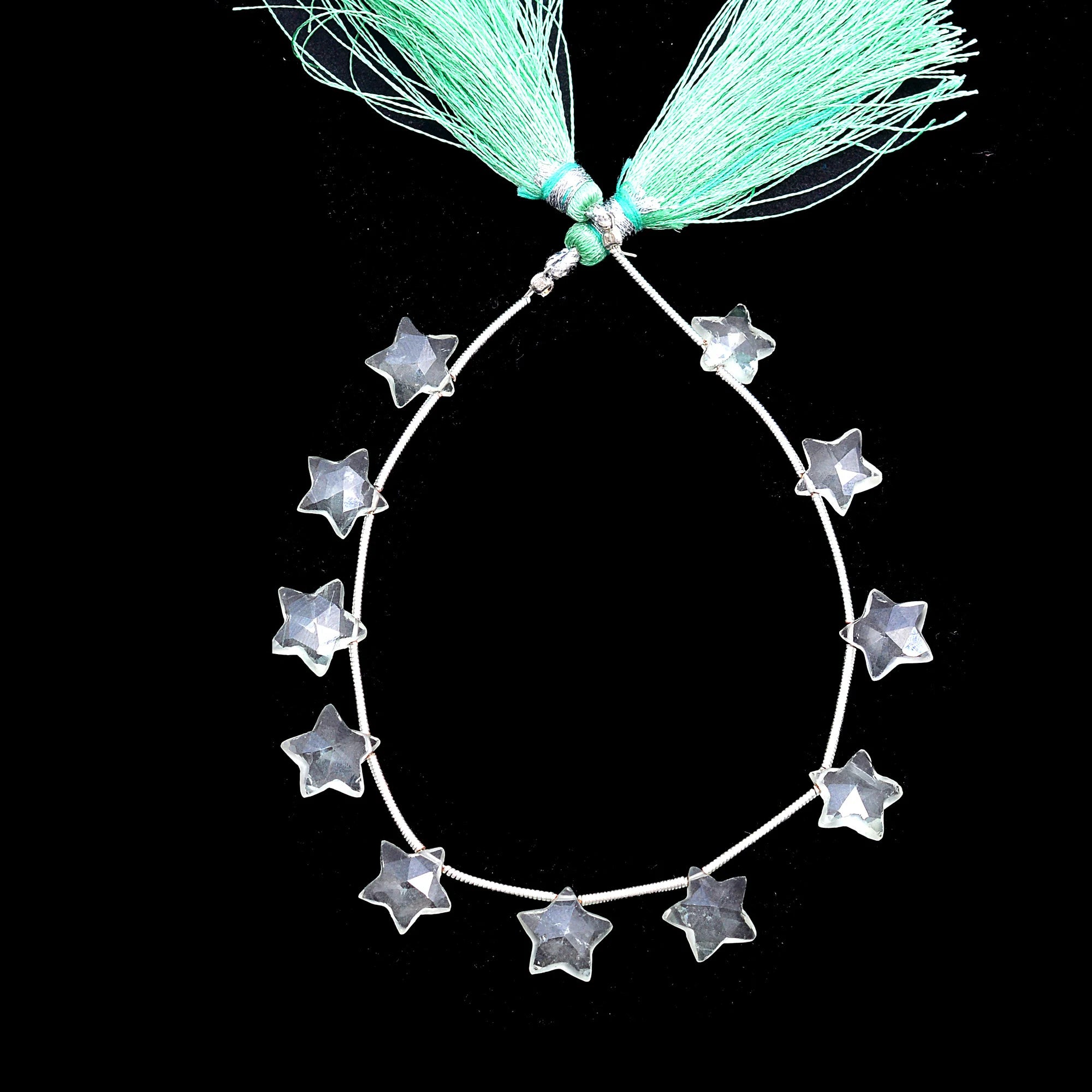 Natural Green Amethyst Faceted Stars Beads, Green Amethyst Fancy Star Shape Carved Briolettes, (SKU546)