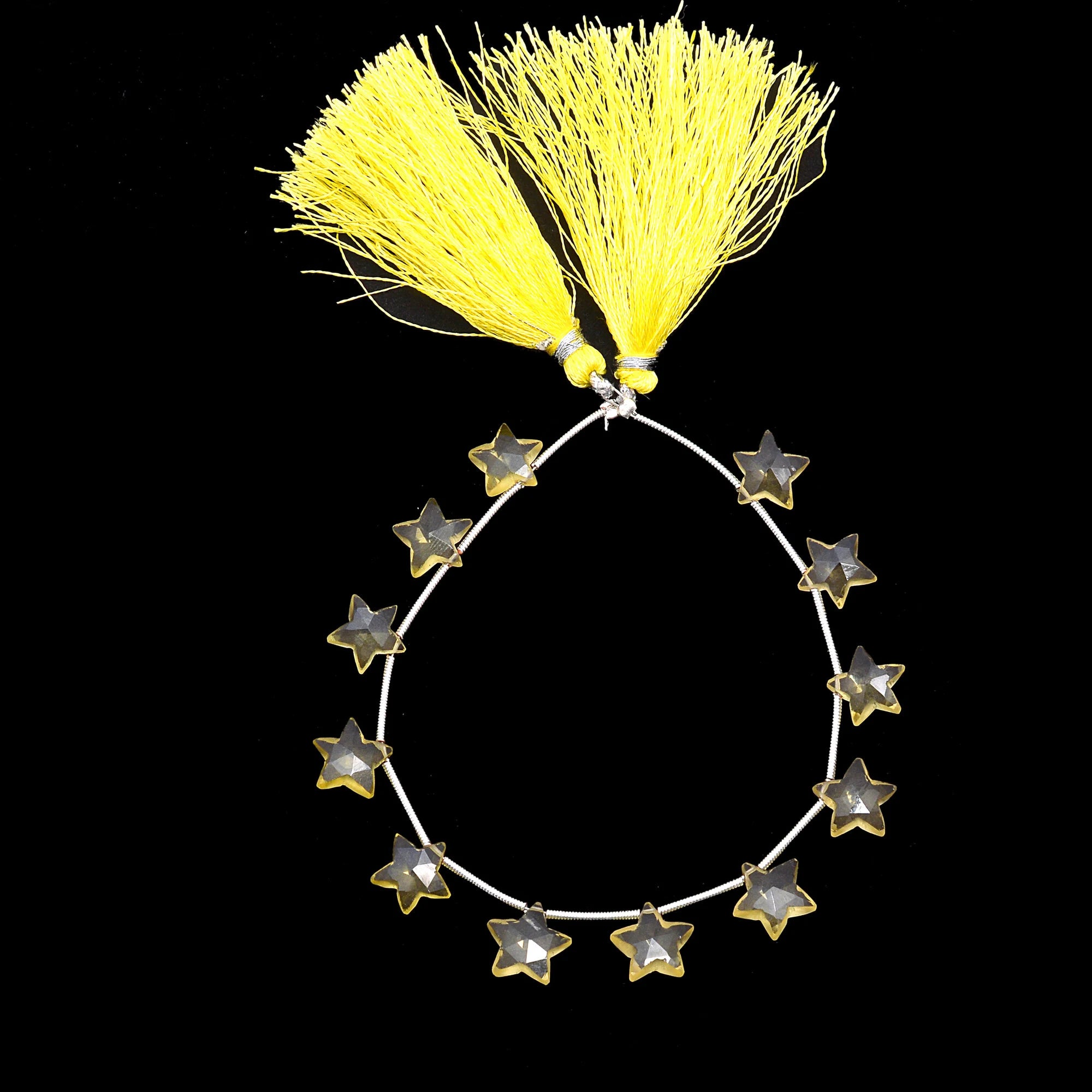 Lemon Quartz Faceted 5 Corner Stars Beads, 9 mm To 10 mm, SKU552