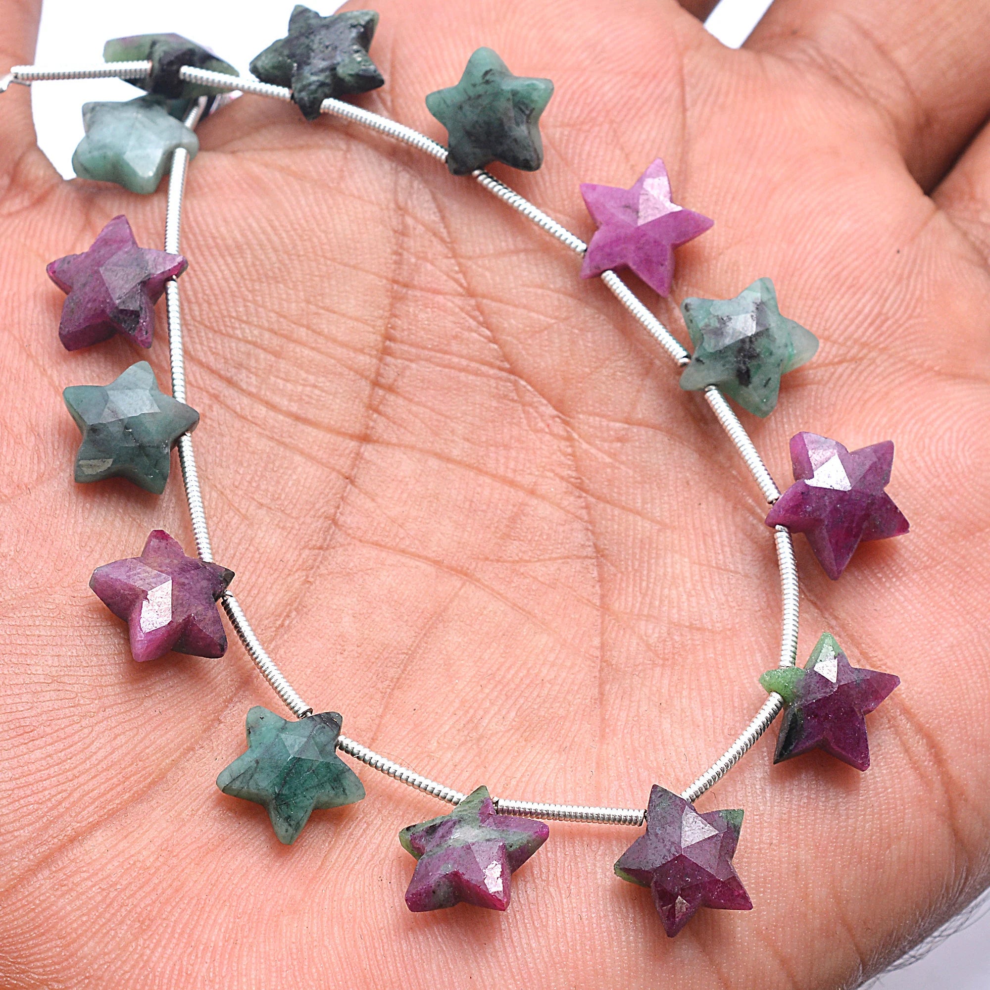 Ruby Zoisite Star Beads, Faceted Stars Beads, 9 mm To 10 mm Star Beads, (SKU558)