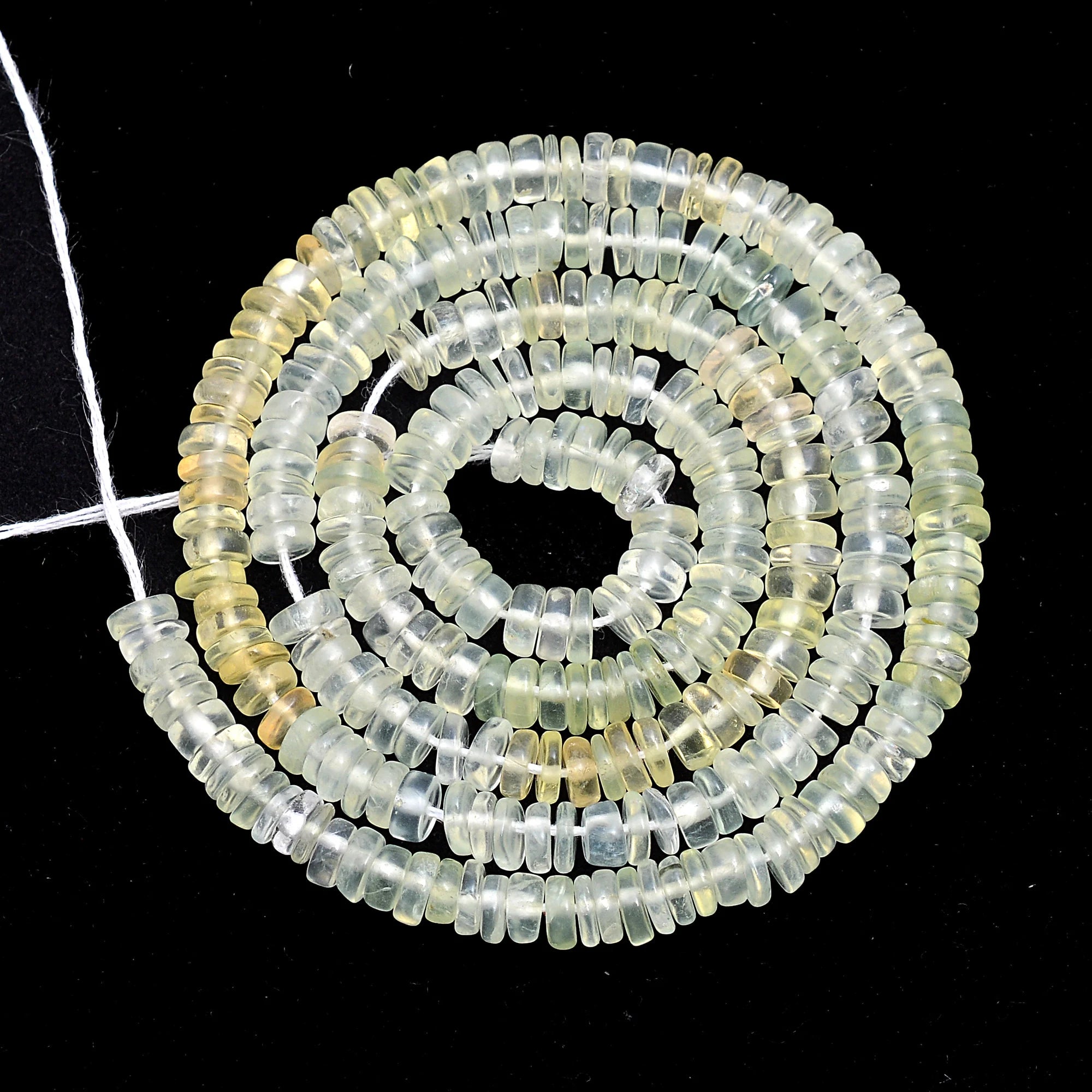 Natural Prehnite Smooth Heishi Tyre Beads, 3.5 To 4.5 mm, 16 Inch Strand, (SKU522)