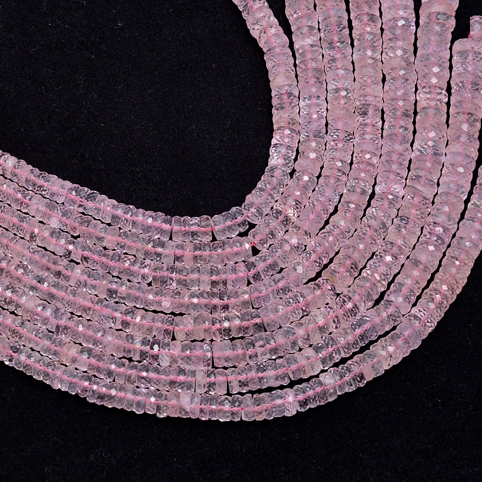 Peach Morganite Faceted Tyre Beads, Morganite Heishi Beads, Morganite Wheel, Pink Morganite Coin, Morganite Jewelry Making Gemstone,SKU 306