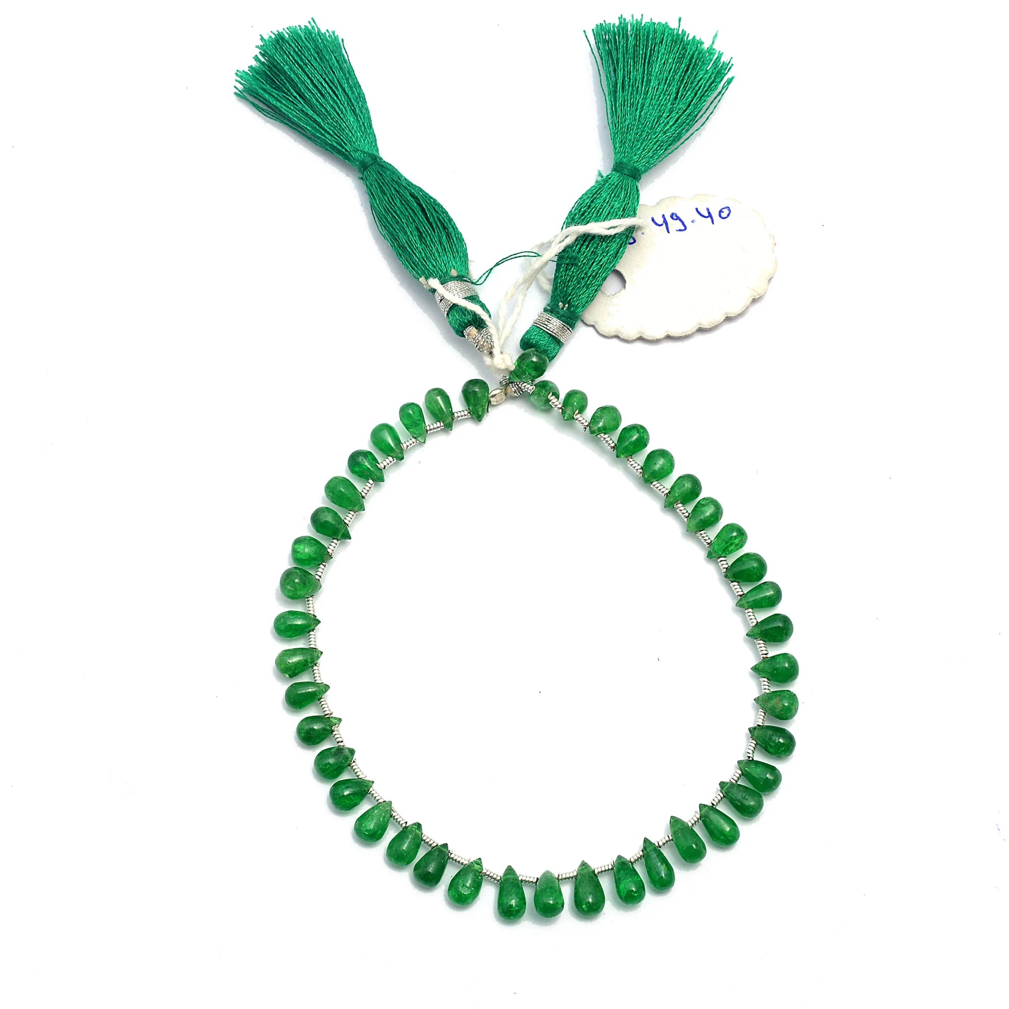 Natural Tsavorite Smooth Teardrop Cut Gemstone Beads,