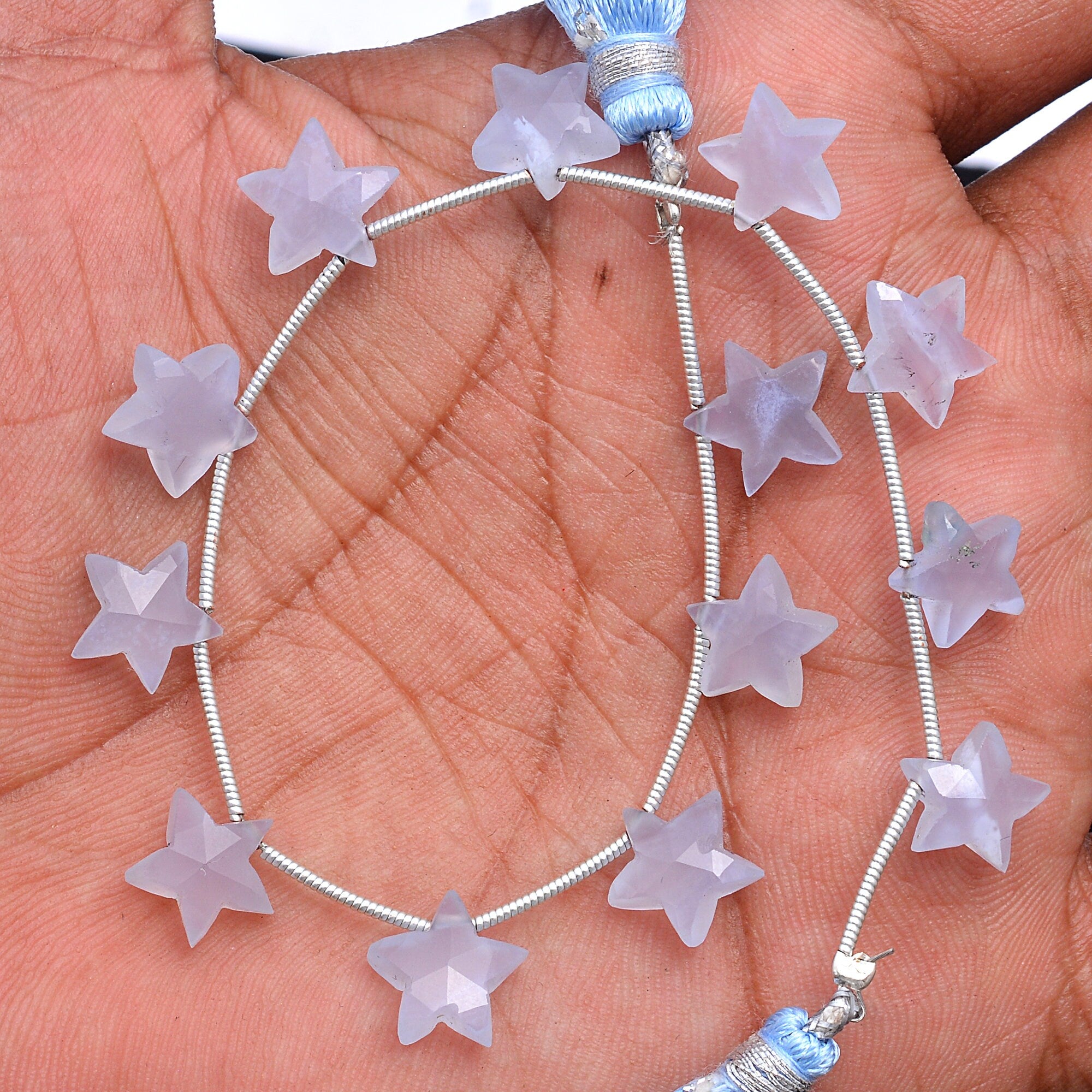 Blue Chalcedony Faceted 5 Corner Stars Beads, 9x9 mm To 10x10 mm, (SKU541)